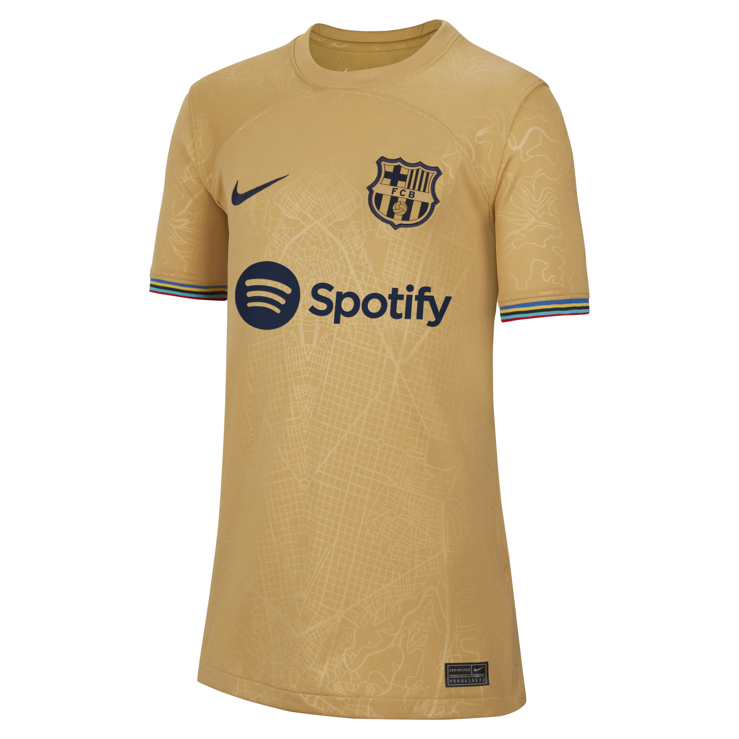 FC Barcelona 2022/23 Stadium Away Nike Dri-FIT-fodboldtrøje til større børn - brun