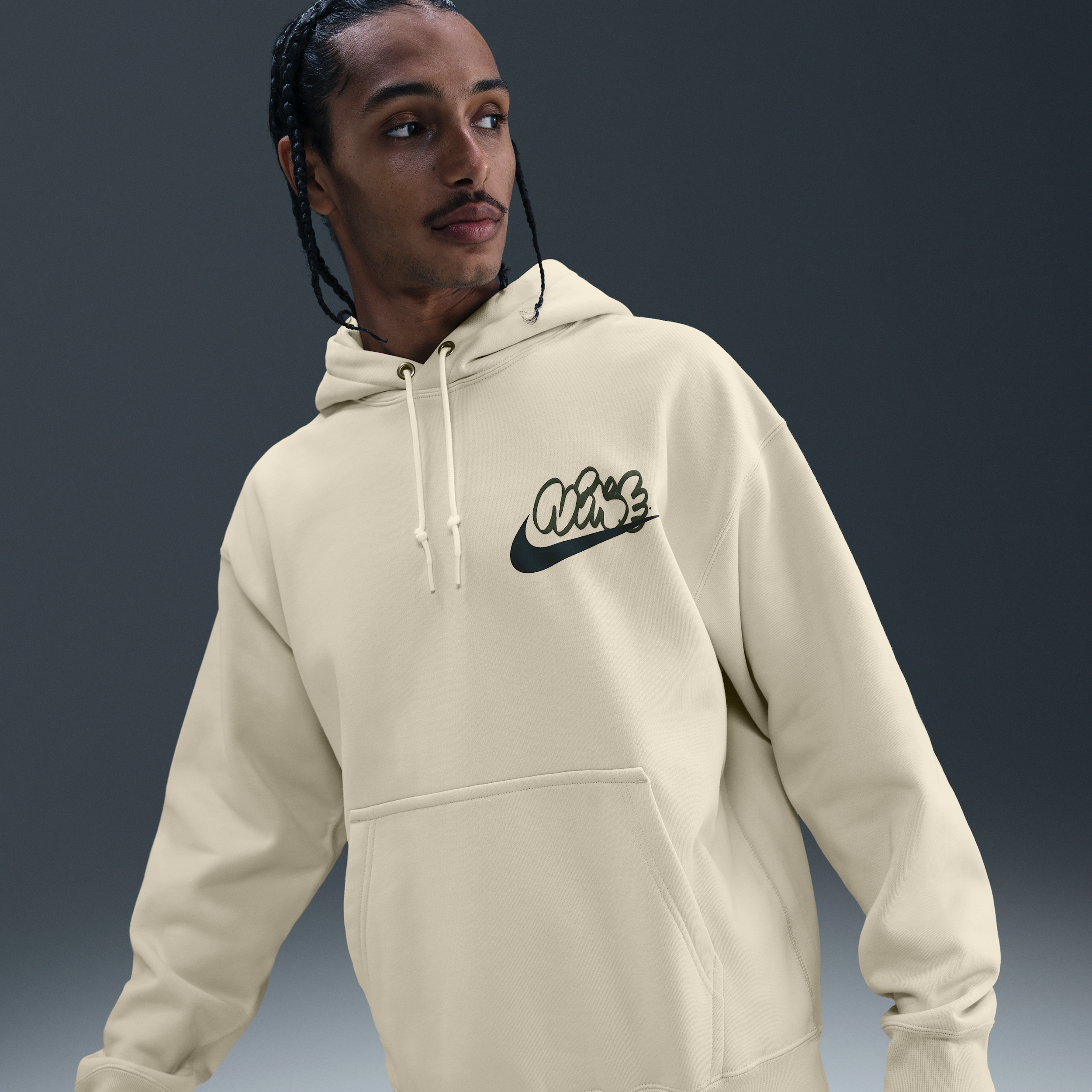 Felpa in fleece con cappuccio Nike Solo Swoosh – Uomo - Marrone