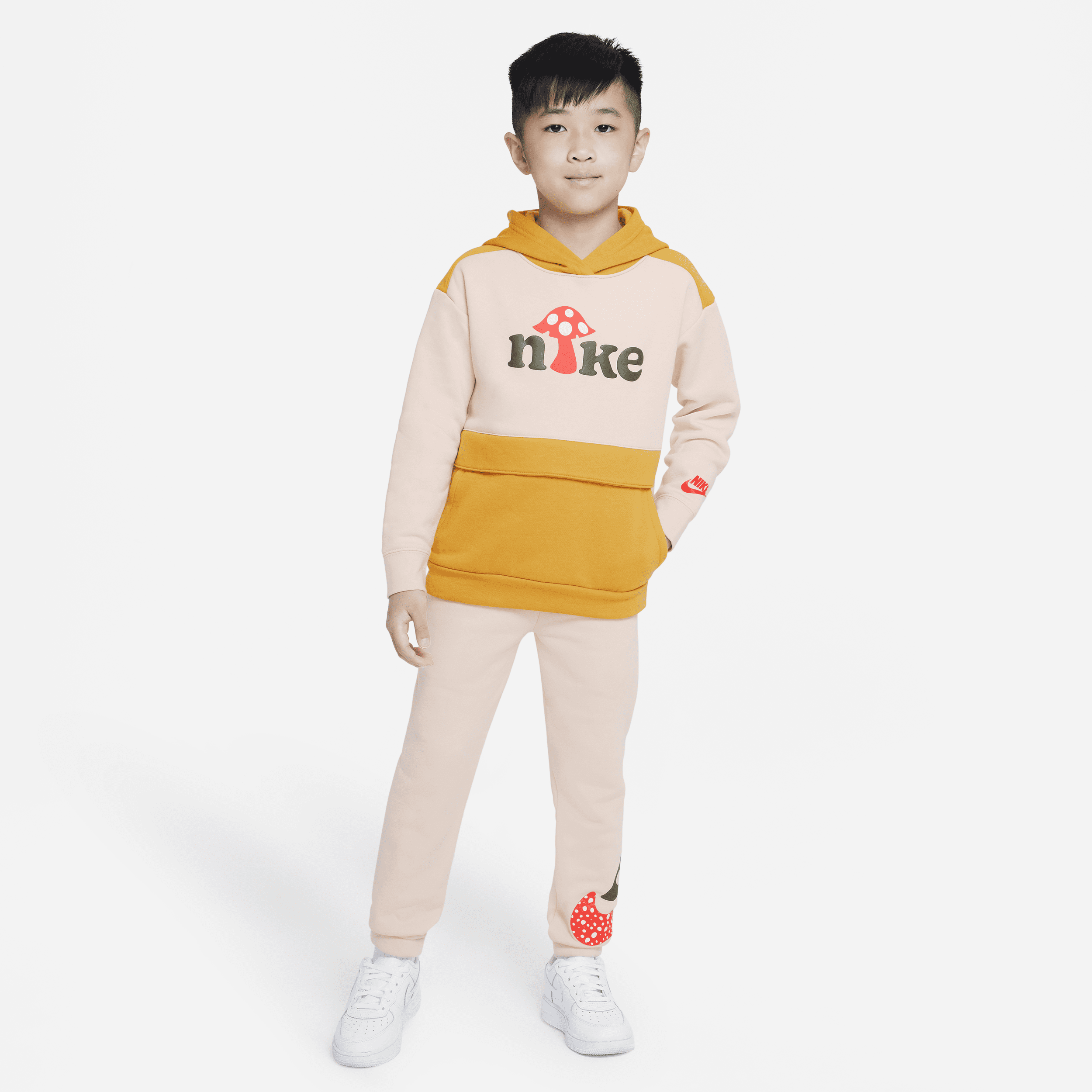 Completo pullover in blocchi di colore Nike – Bambino/a - Bianco