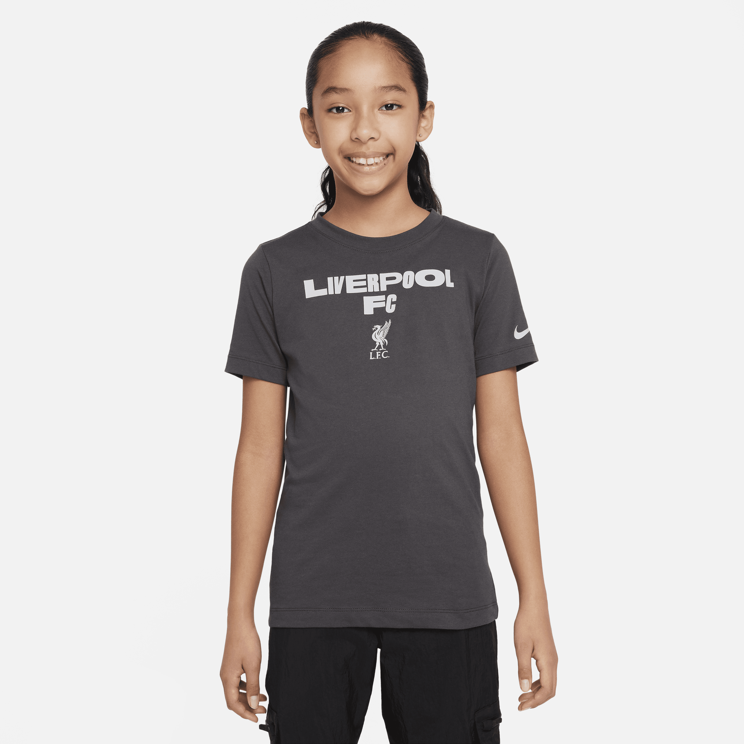 Nike Football Liverpool FC-T-shirt til større børn - grå