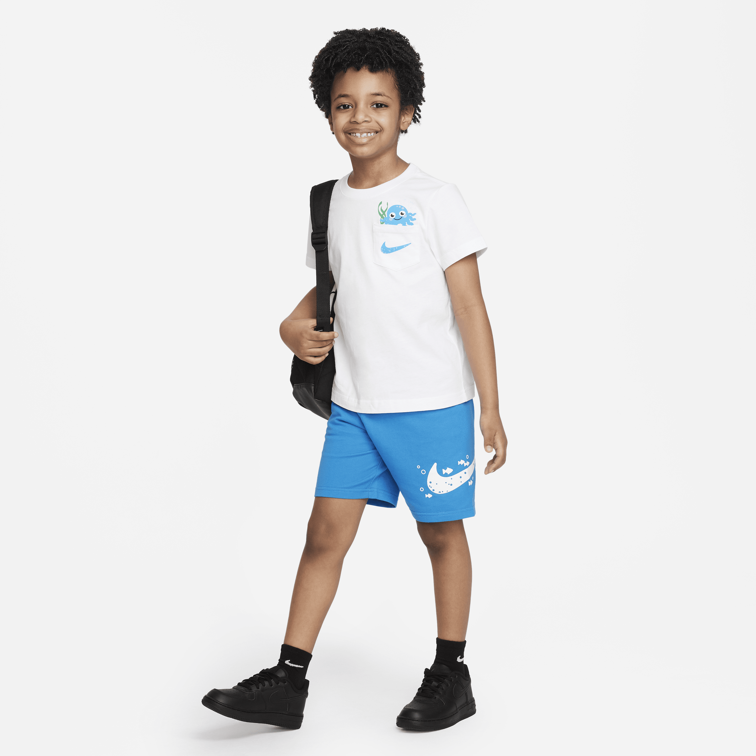 Todelt Nike Sportswear Coral Reef Tee and Shorts Set-meshsæt til mindre børn - blå
