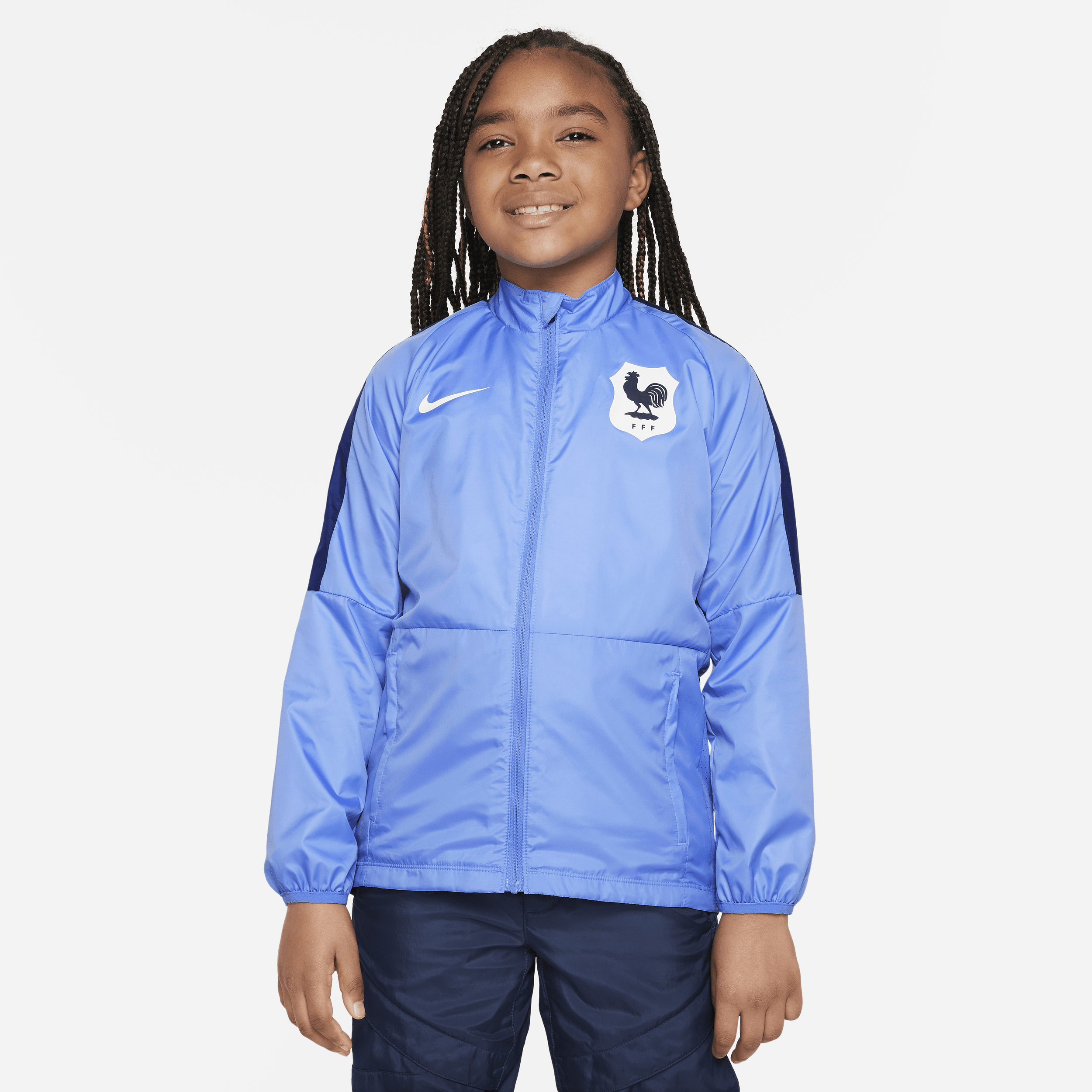 Nike Frankrig Repel Academy AWF-fodboldjakke til større børn - blå