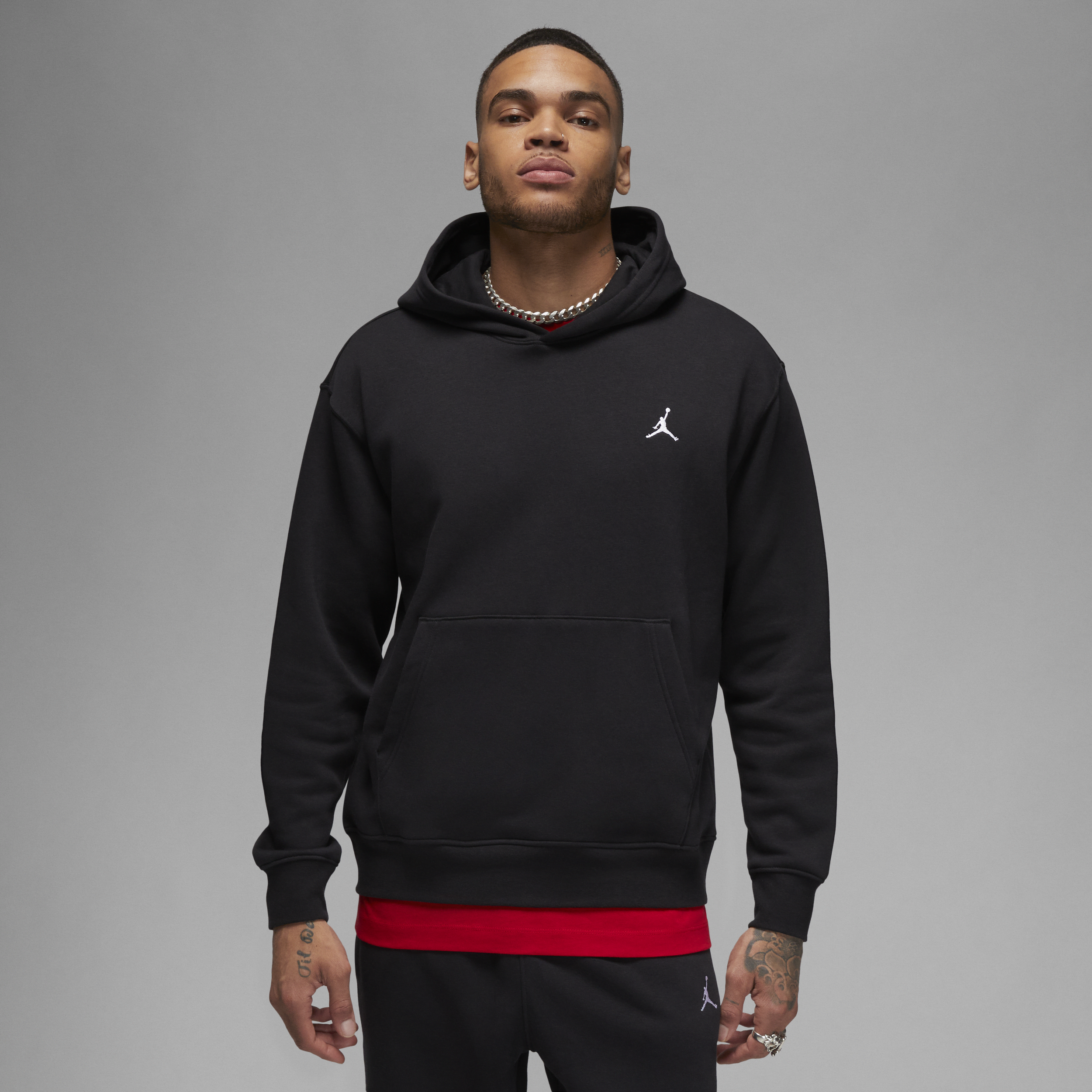 Nike Felpa pullover con cappuccio e stampa Jordan Brooklyn Fleece – Uomo - Nero
