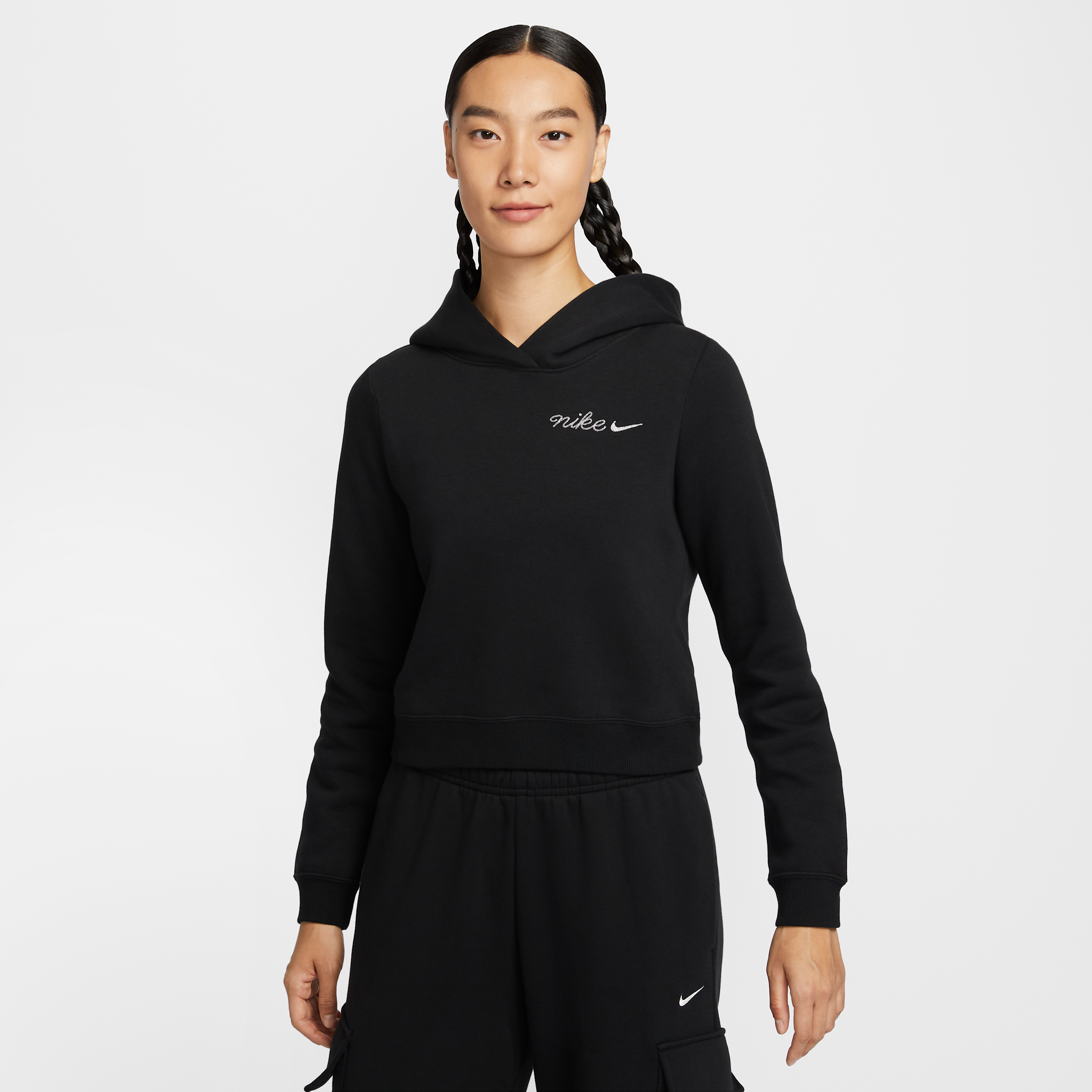 【ナイキ（NIKE）公式ストア】ナイキ スポーツウェア フェニックス フリース ウィメンズ シュルンケン パーカー IM7495-010 ブラック