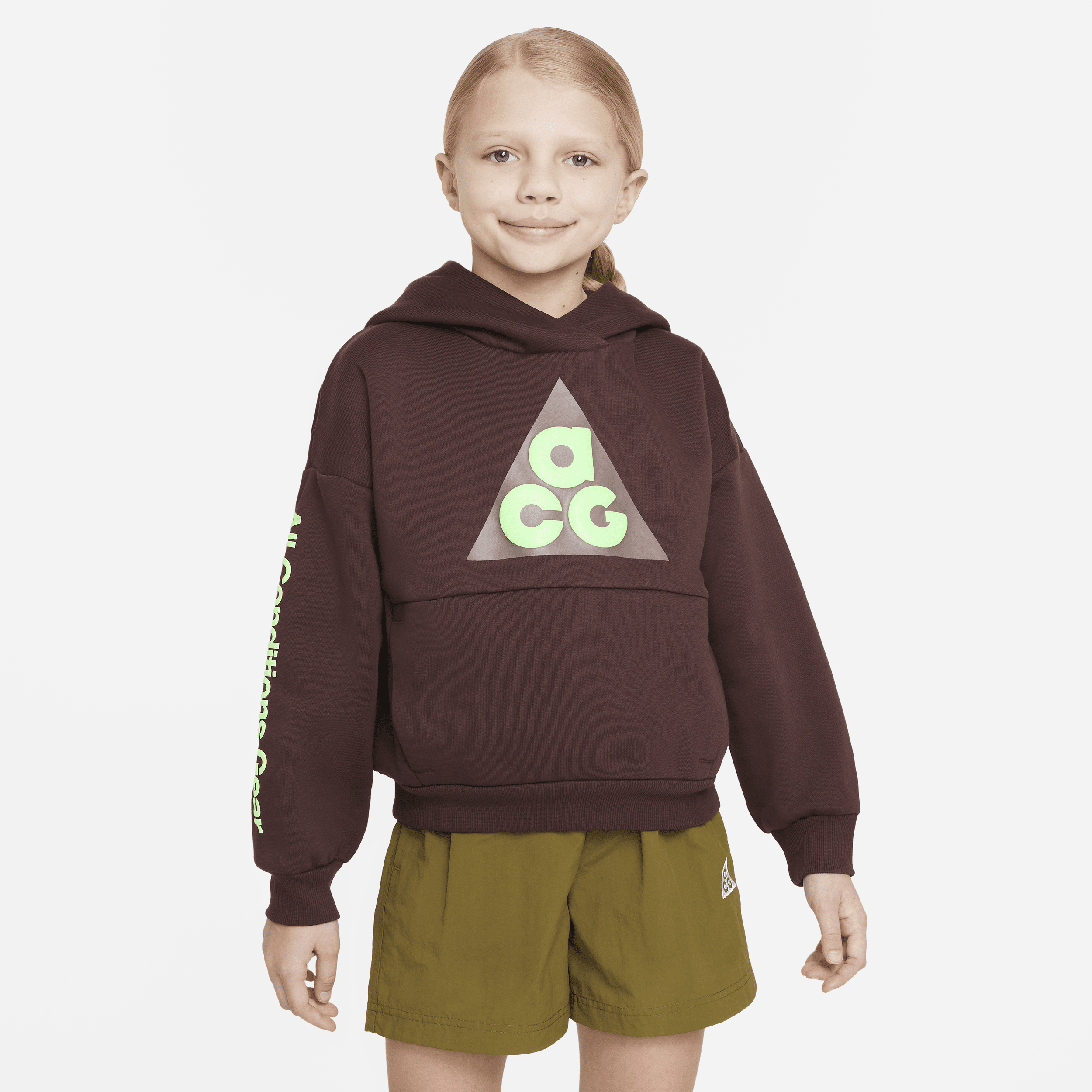 Nike ACG Icon Fleece-pulloverhættetrøje til større børn - brun