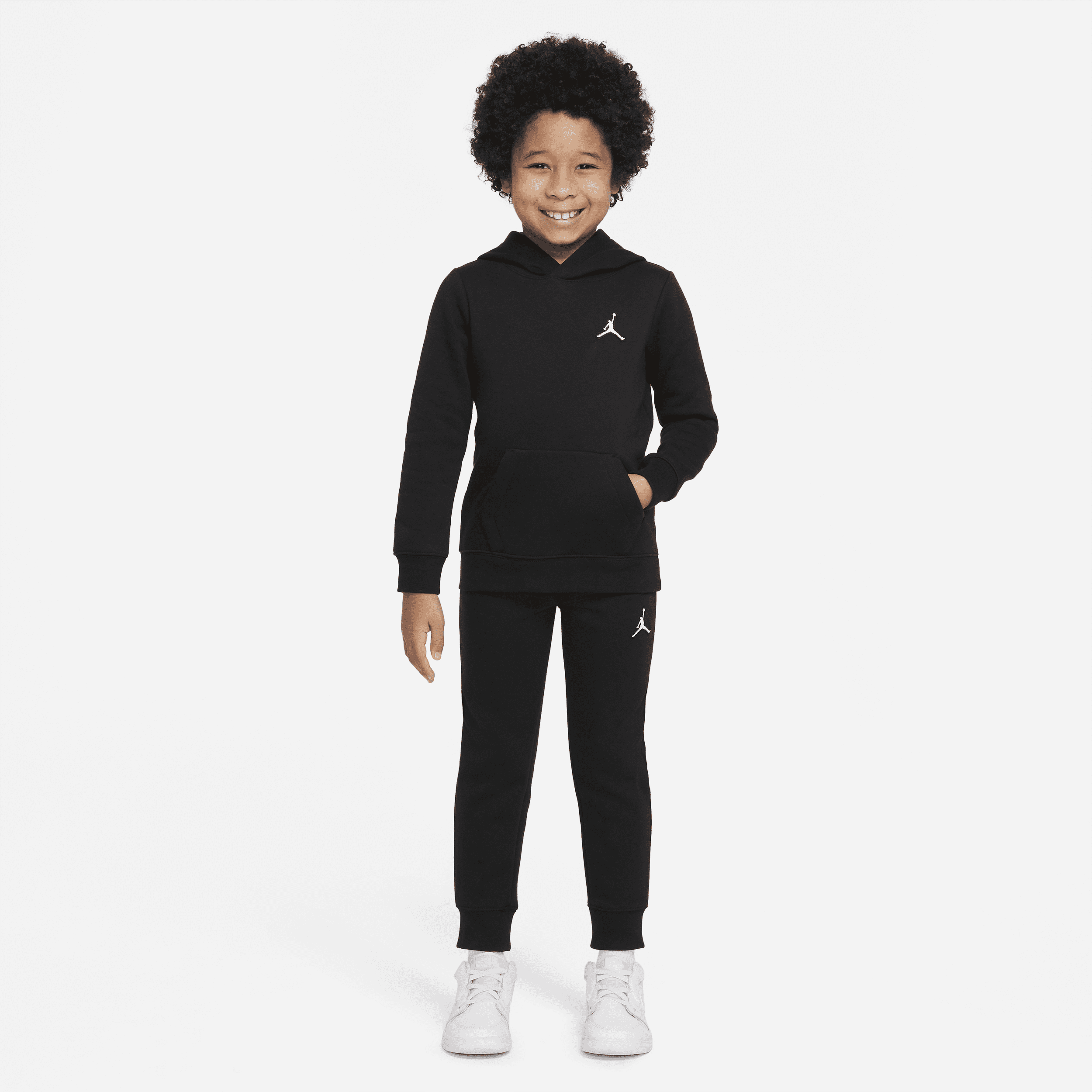 Jordan Essentials Kleuterset met hoodie en broek van fleece - Zwart