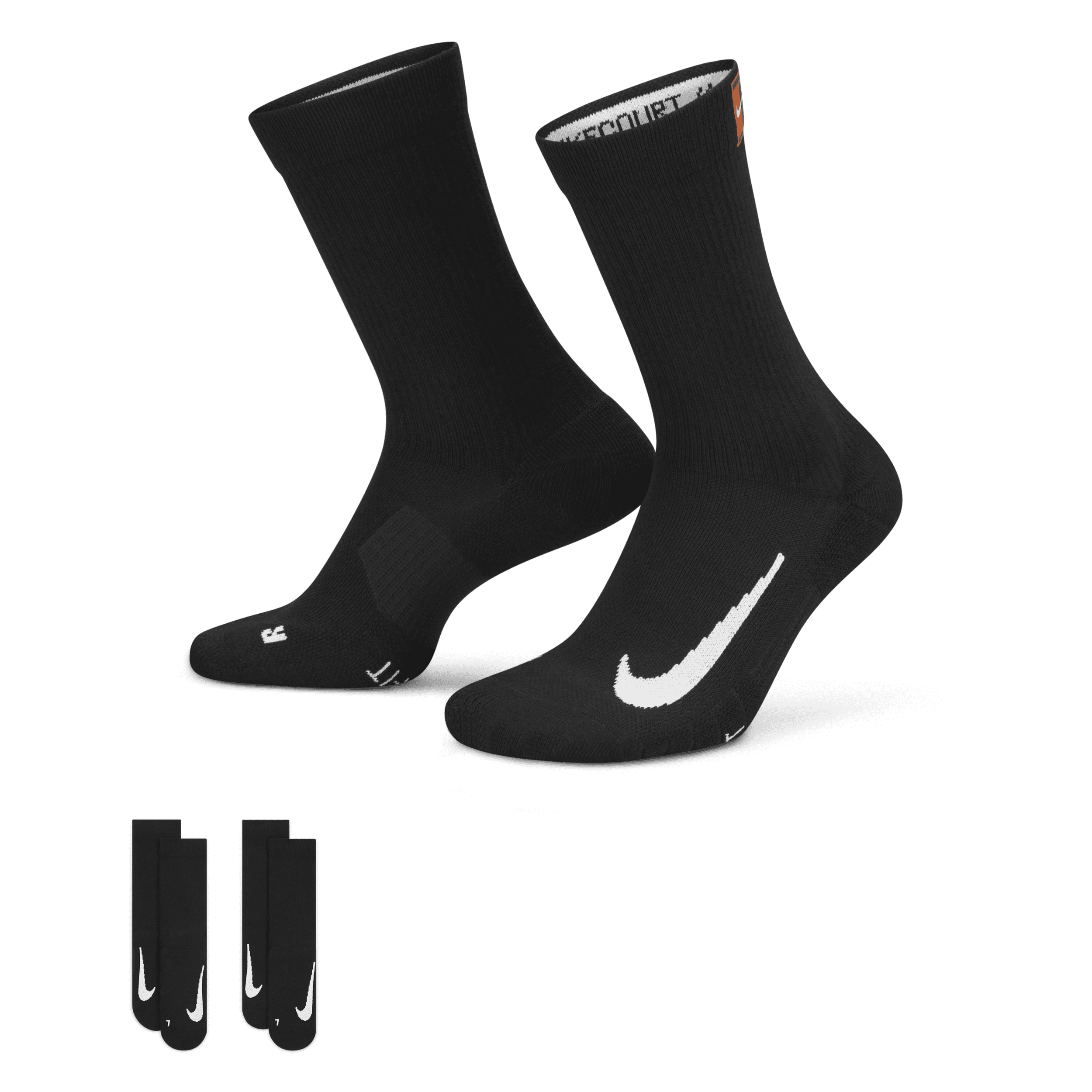 NikeCourt Multiplier Cushioned Crew tennissokken (2 paar) - Zwart