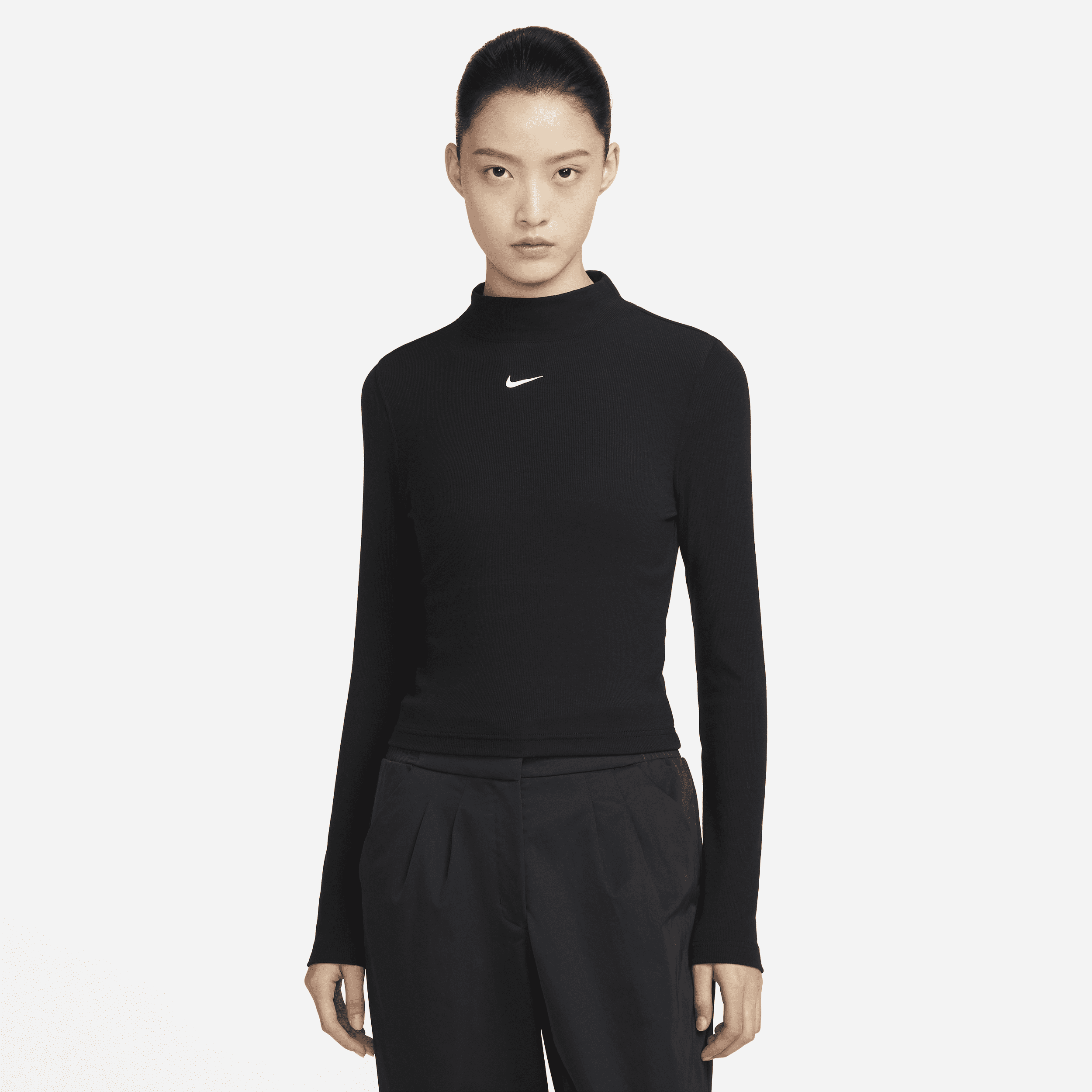 【ナイキ(NIKE)公式ストア】ナイキ スポーツウェア エッセンシャル ウィメンズ リブ モックネック ロングスリーブ トップ DV7881-010 ブラック 【ナイキ(NIKE)公式ストア】ナイキ スポーツウェア エッセンシャル ウィメンズ リブ モックネック ロングスリーブ トップ DV7881-010 ブラック