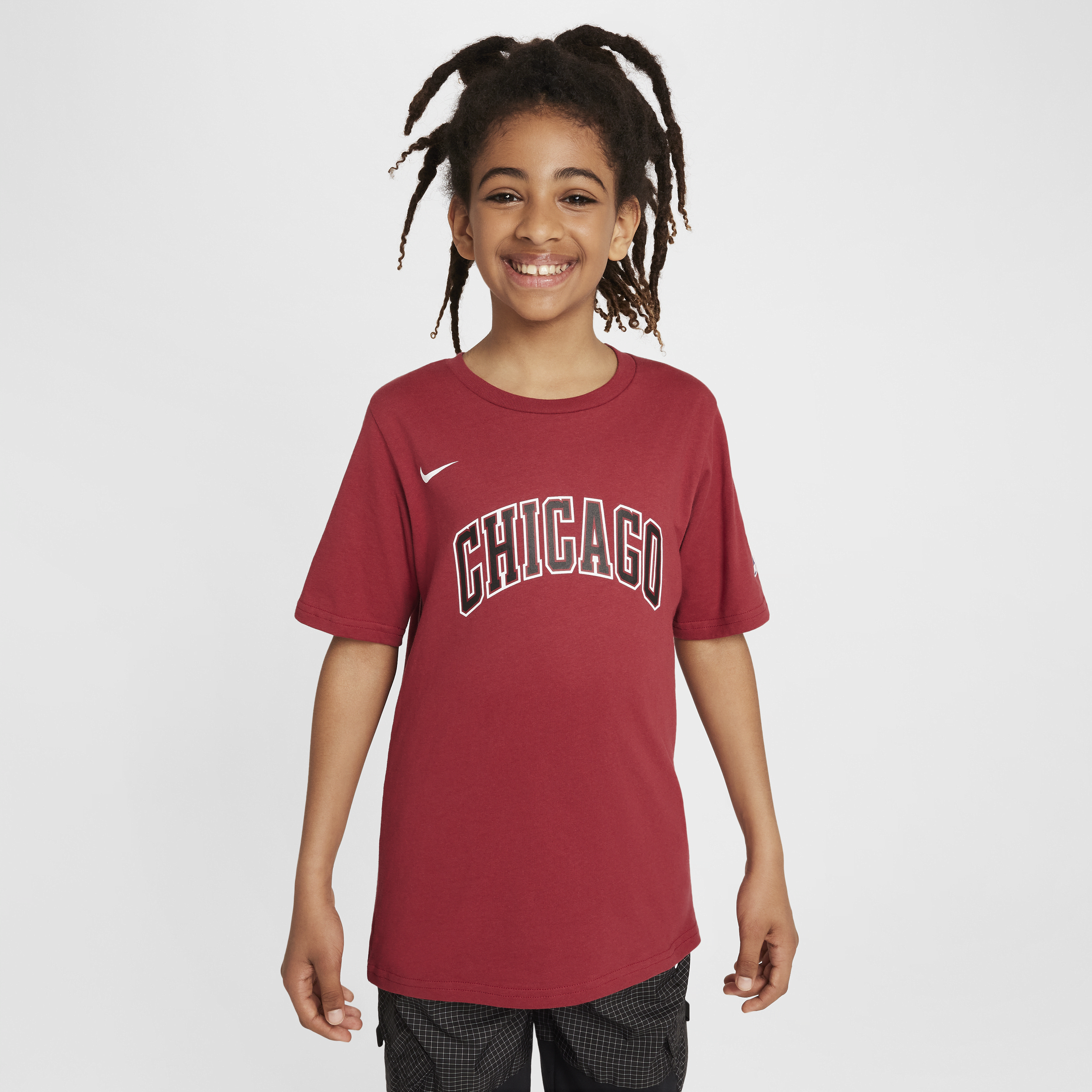 T-shirt con logo Chicago Bulls City Edition Nike NBA – Ragazzi - Rosso