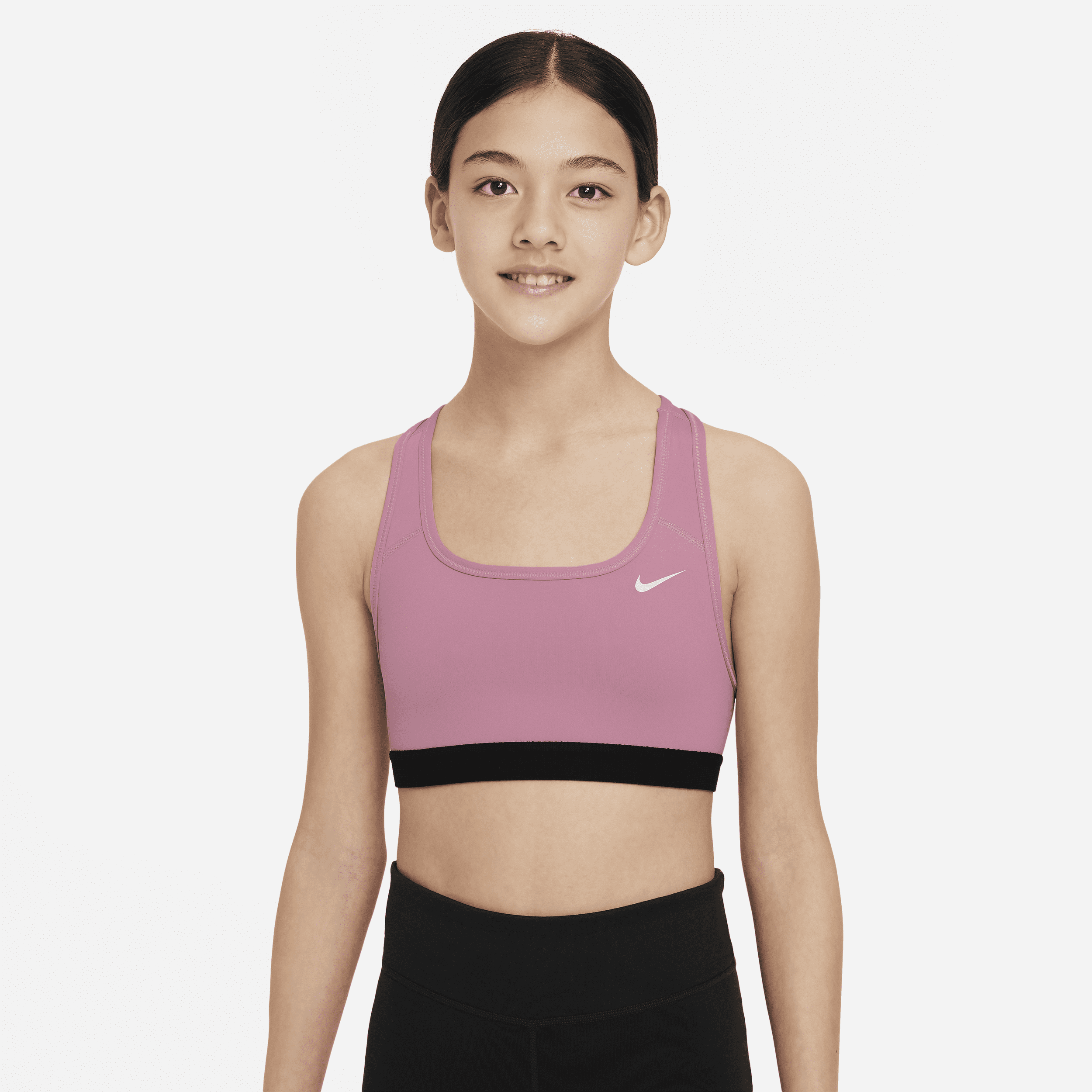 Nike Swoosh-sports-bh til større børn (piger) - Pink