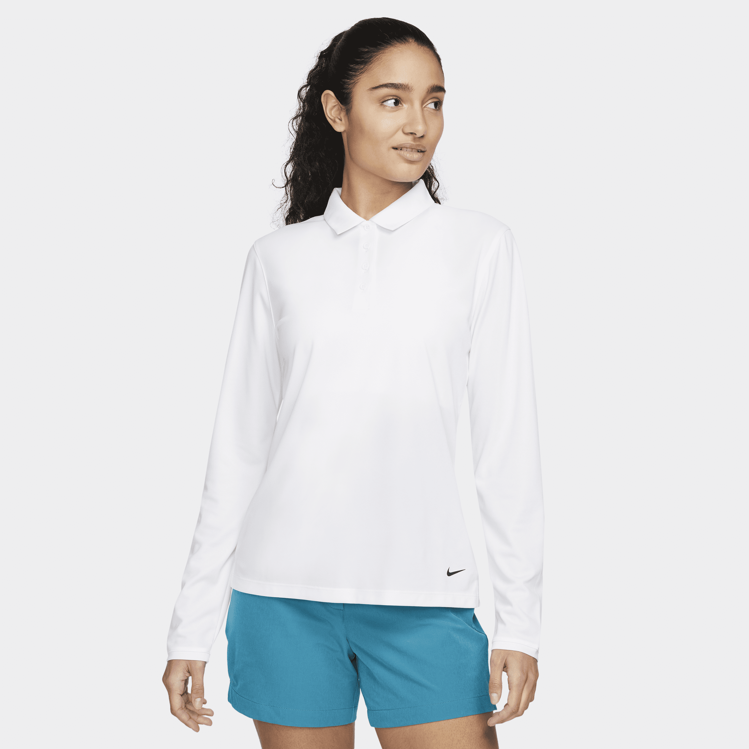 Nike Dri-FIT Victory-golfpolo med lange ærmer til kvinder - hvid