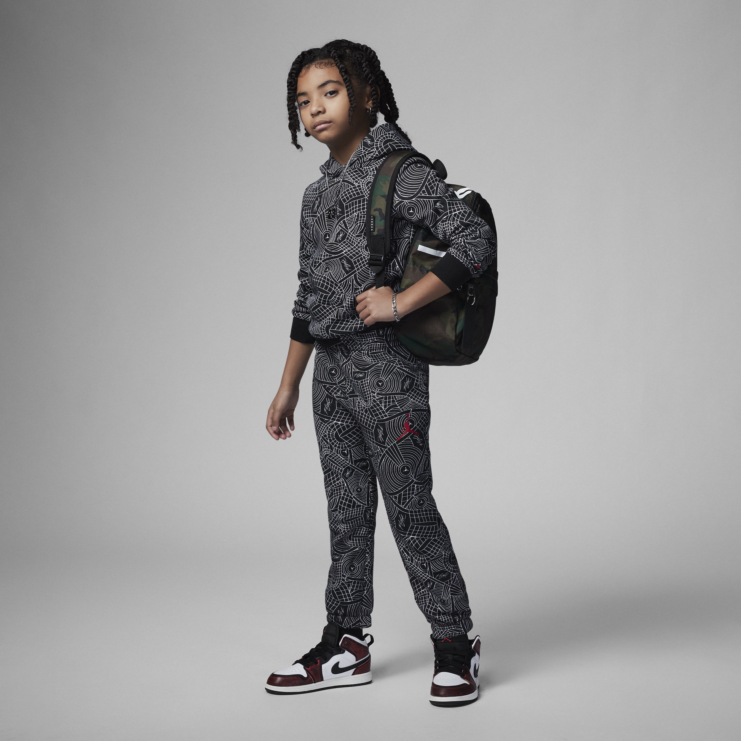 Nike Completo Jordan Flight Printed Pullover Set – Bambino/a - Nero