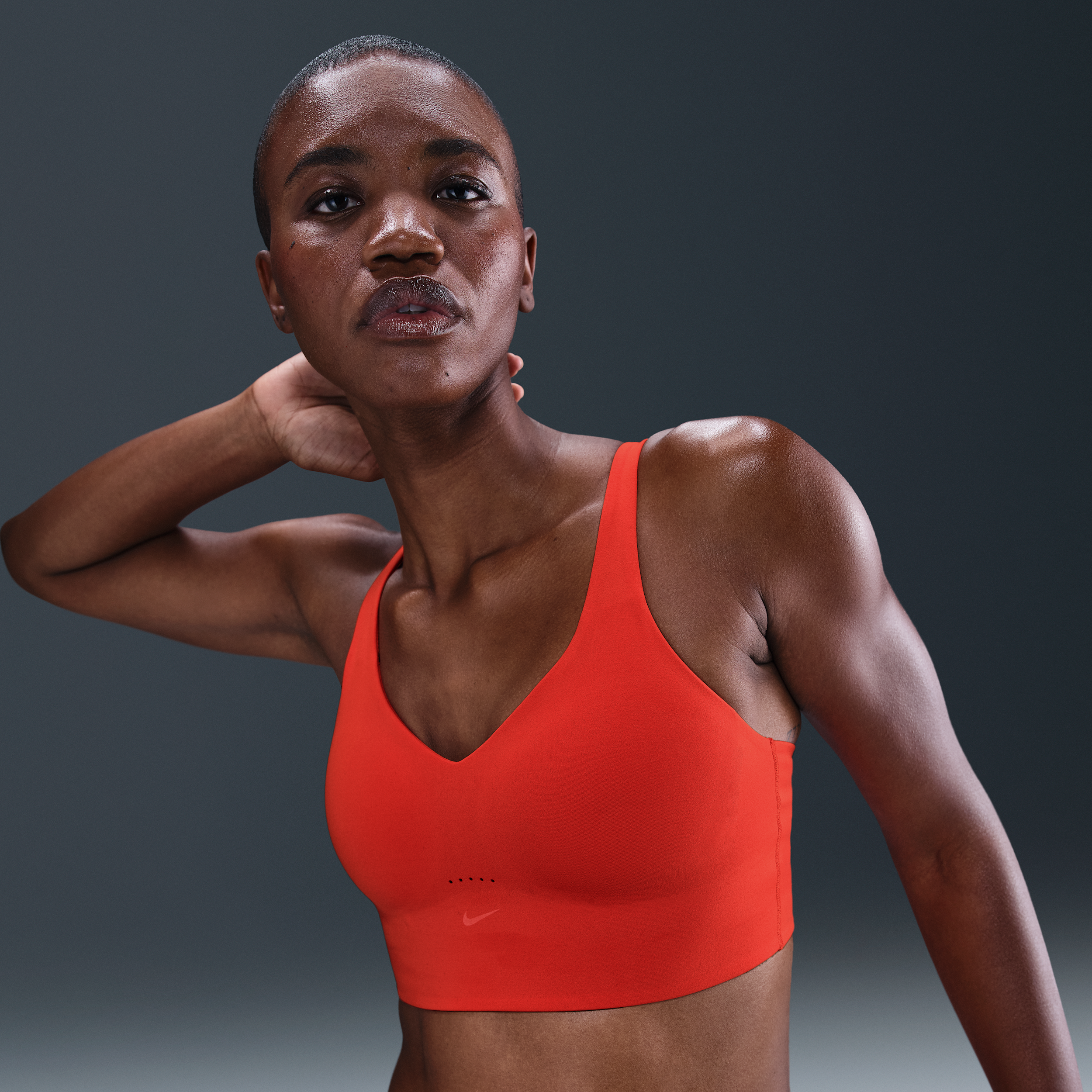 Bra longline con imbottitura Nike Alate Medium Support – Donna - Rosso
