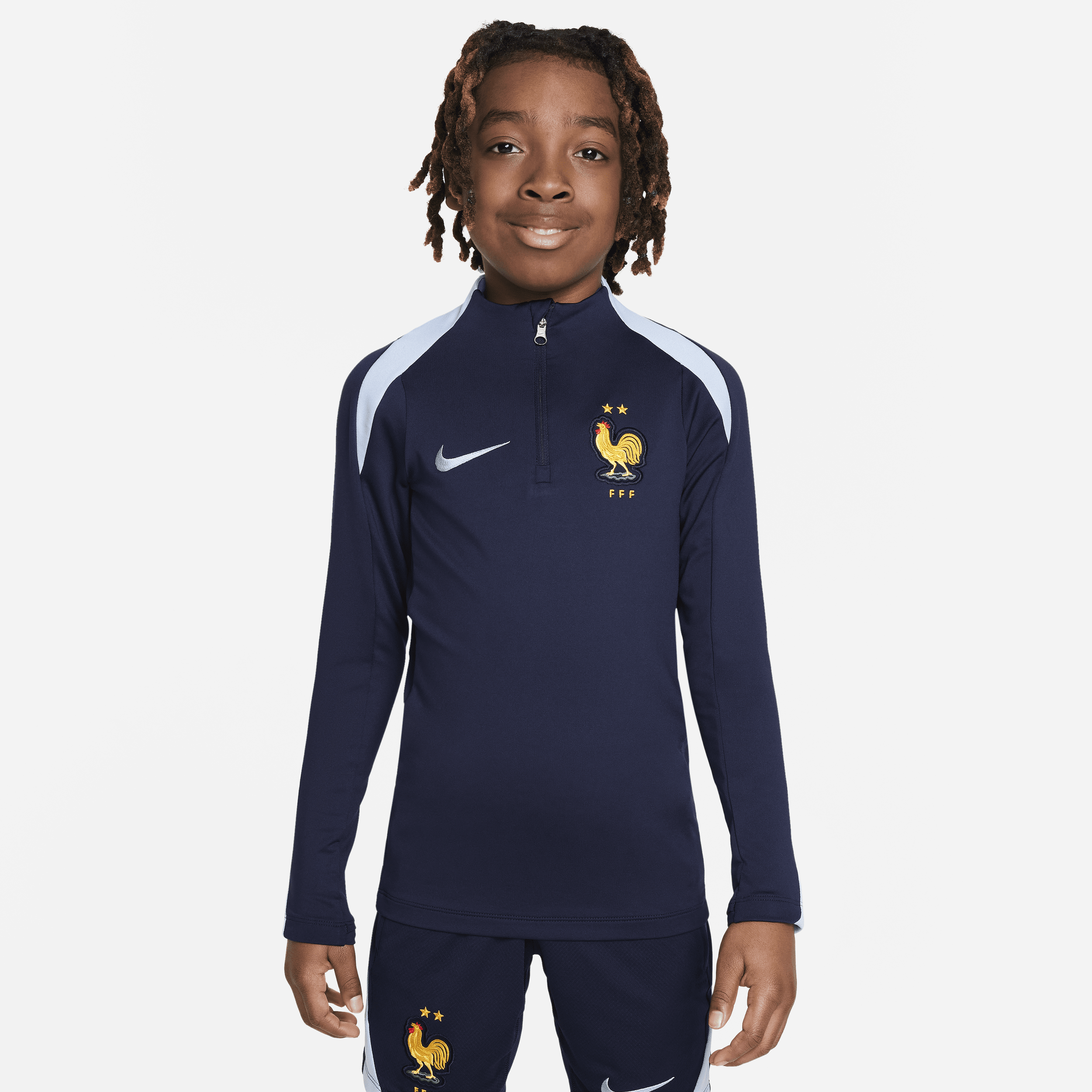 FFF Strike Nike Dri-FIT-fodboldtræningstrøje til større børn - blå