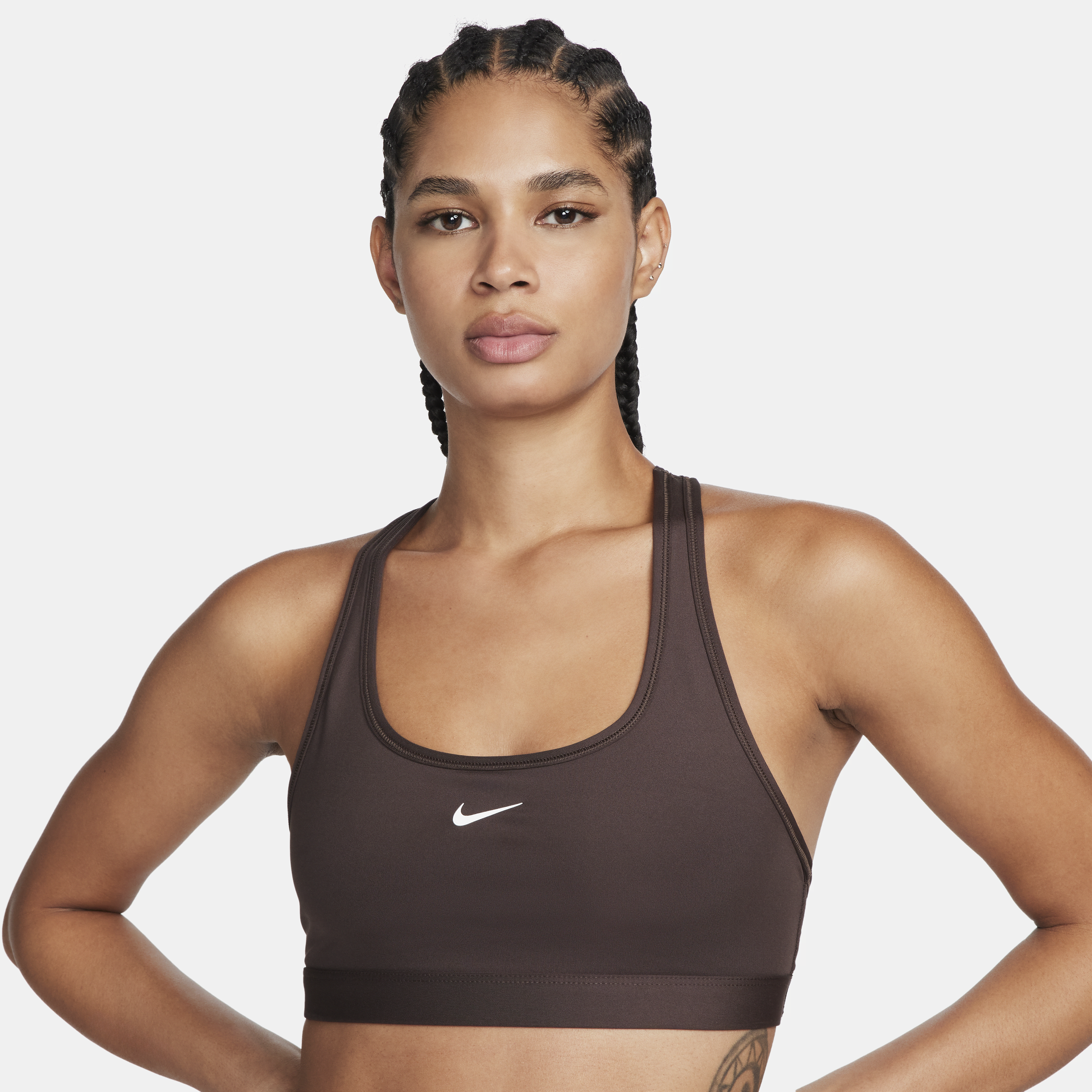 Nike Swoosh Light Support-sports-bh uden indlæg til kvinder - brun