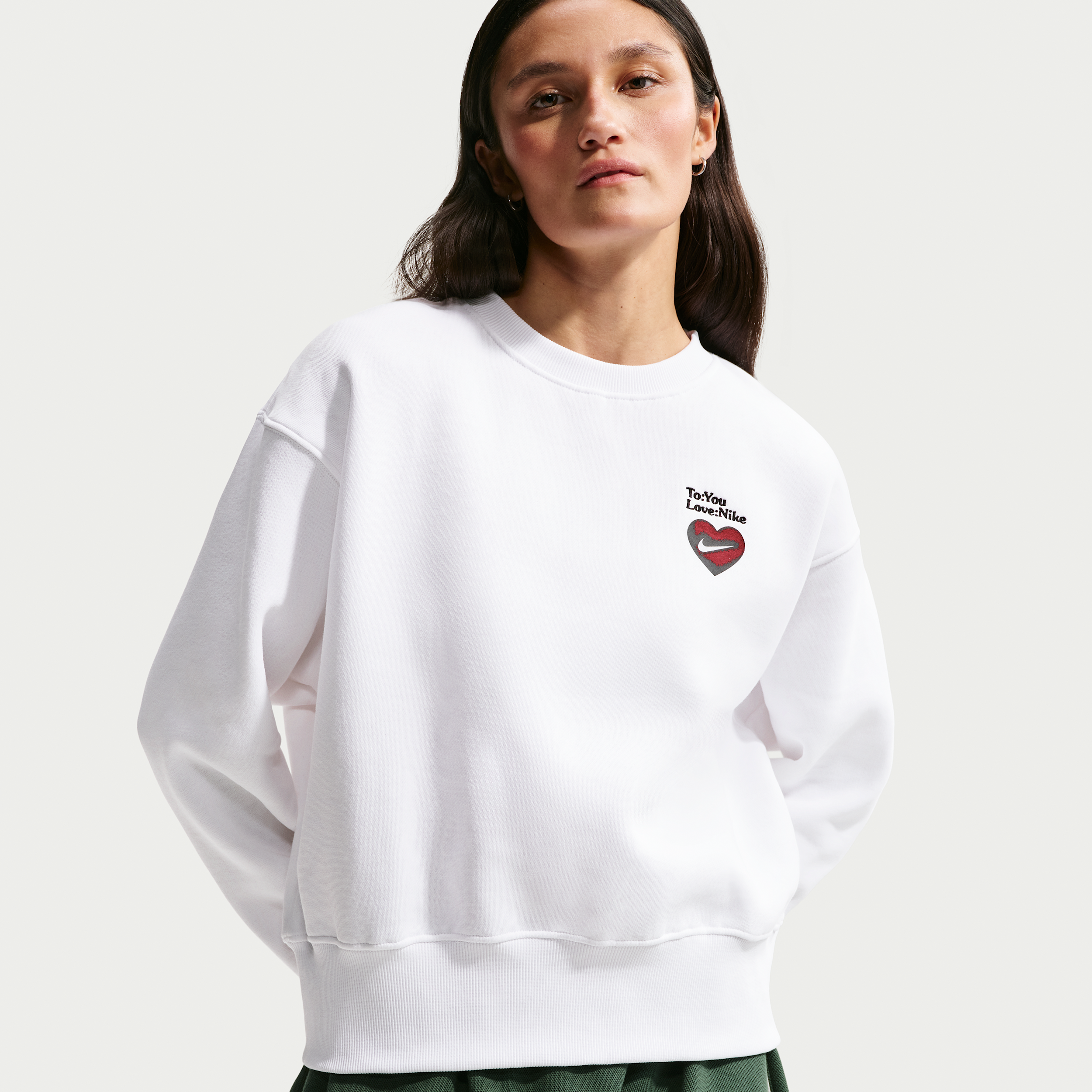 Nike Phoenix Fleece Sudadera de cuello redondo oversize - Mujer - Blanco