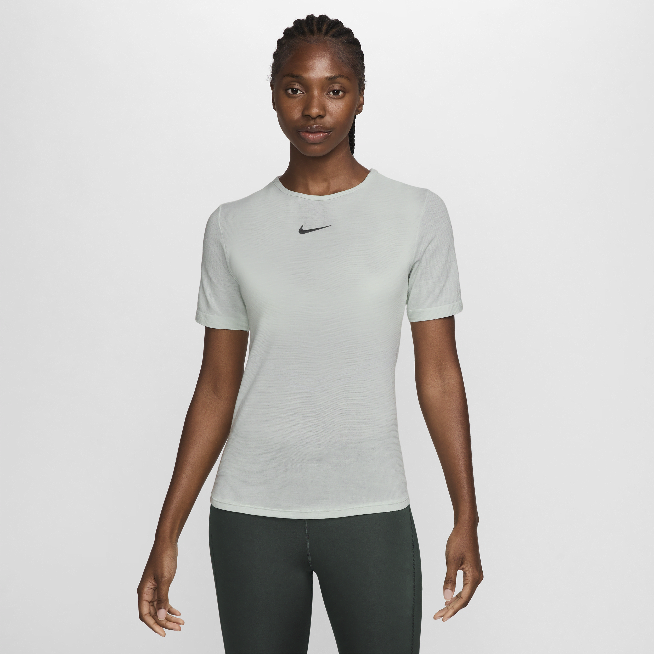 Kortærmet Nike Swift Wool Dri-FIT-løbetop til kvinder - grøn