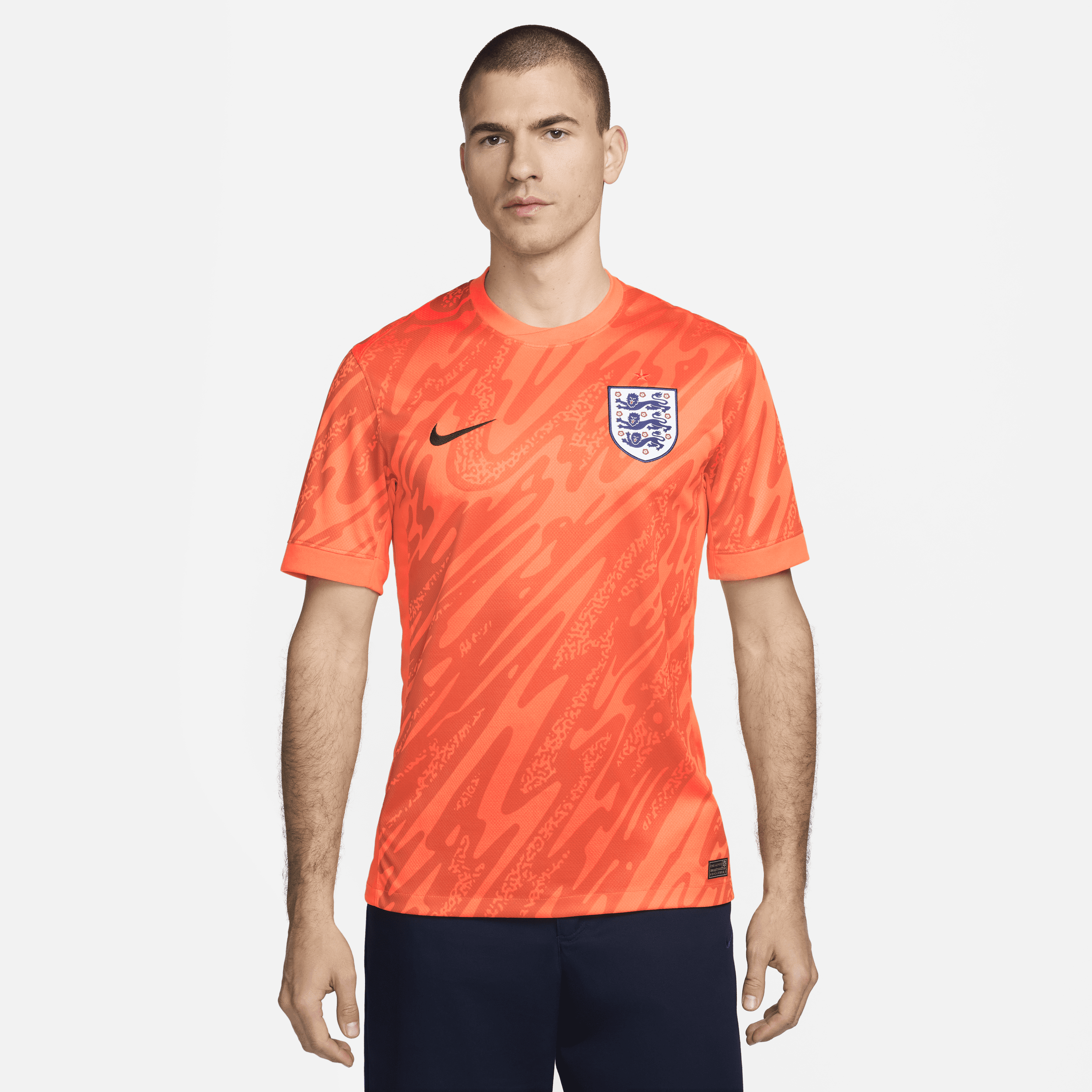 Maglia da calcio replica a manica corta Nike Dri-FIT Inghilterra (squadra maschile) 2024/25 Stadium da uomo – Goalkeeper - Arancione