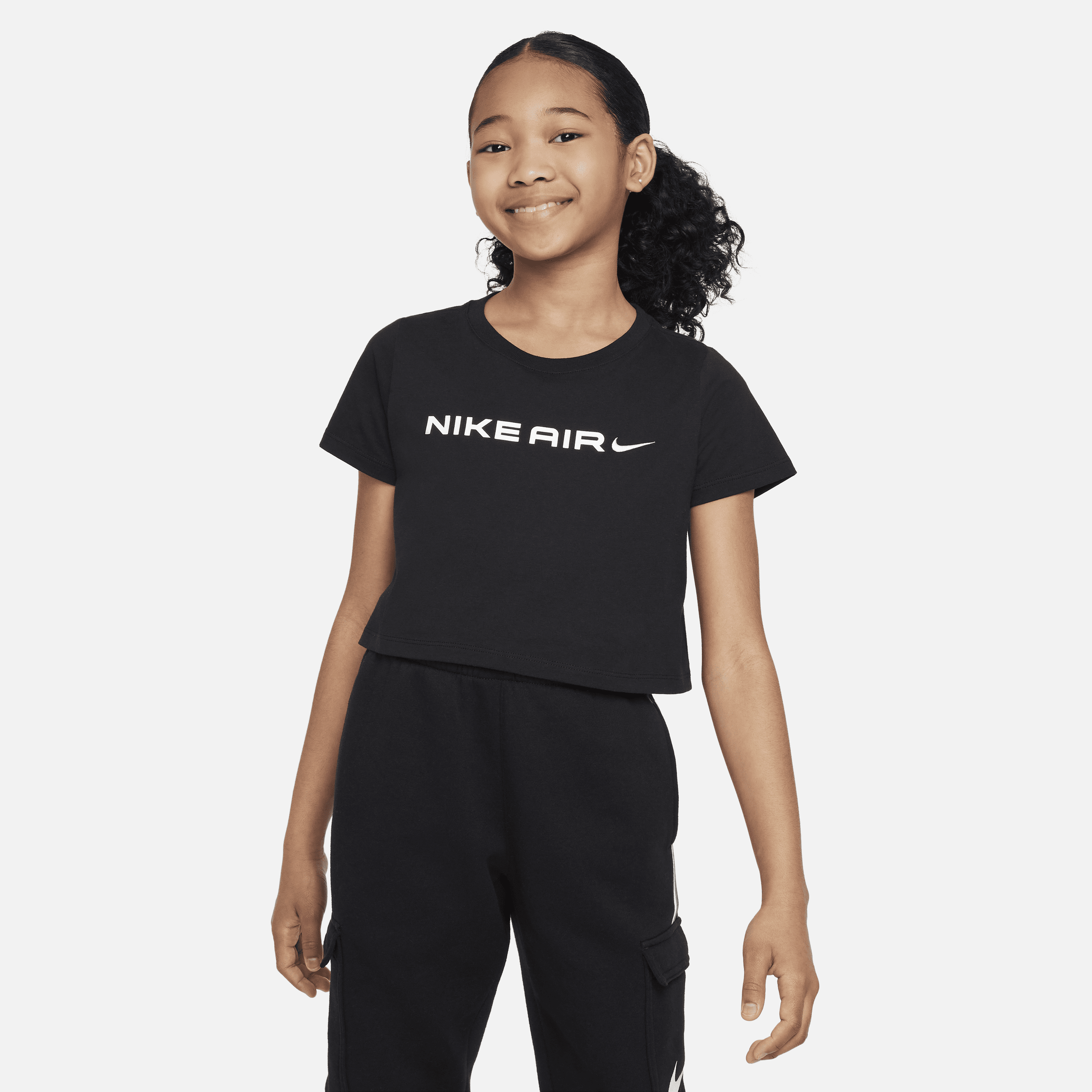 Nike Air-T-shirt til større børn (piger) - sort