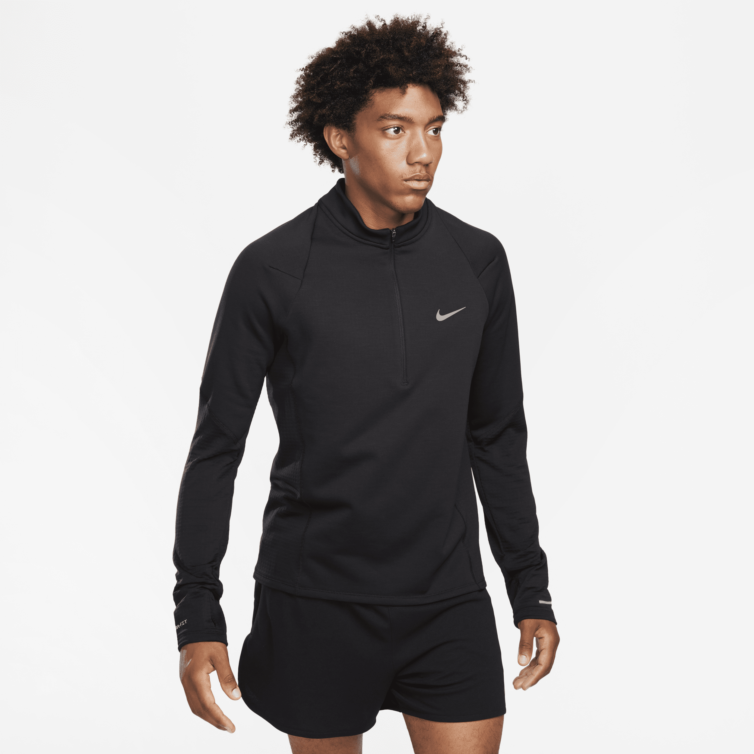 Nike Element Repel Therma-FIT-løbeoverdel med 1/2 lynlås til mænd - sort