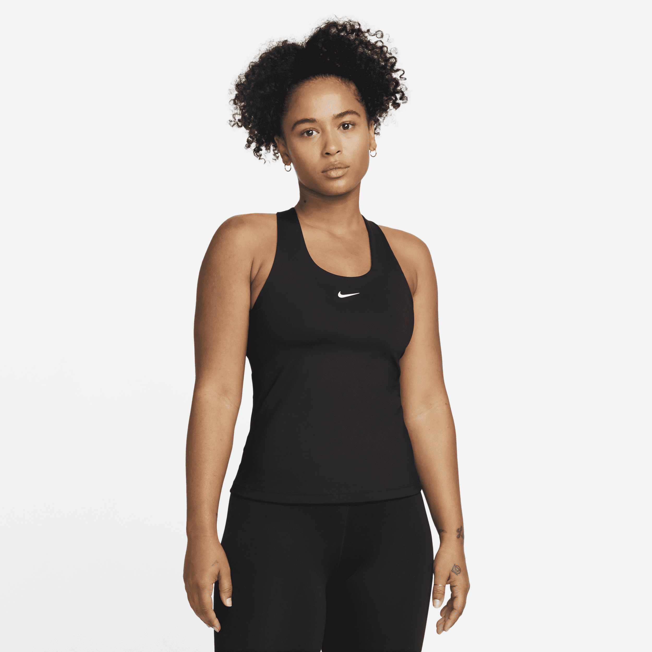 Canotta con bra imbottito a sostegno medio Nike Swoosh – Donna - Nero