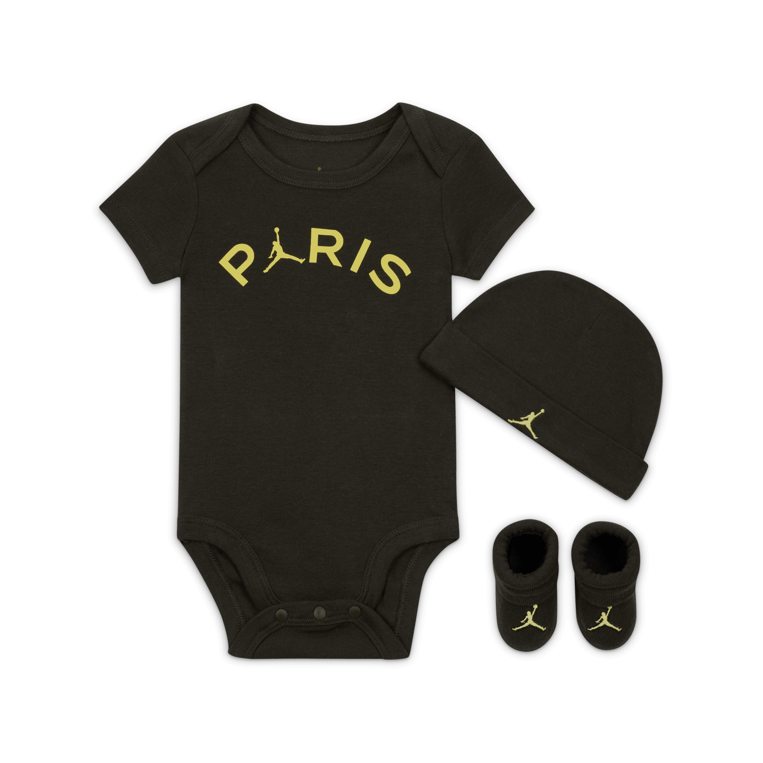 Jordan Paris Saint-Germain driedelige romperset voor baby's (0-9 maanden) - Groen