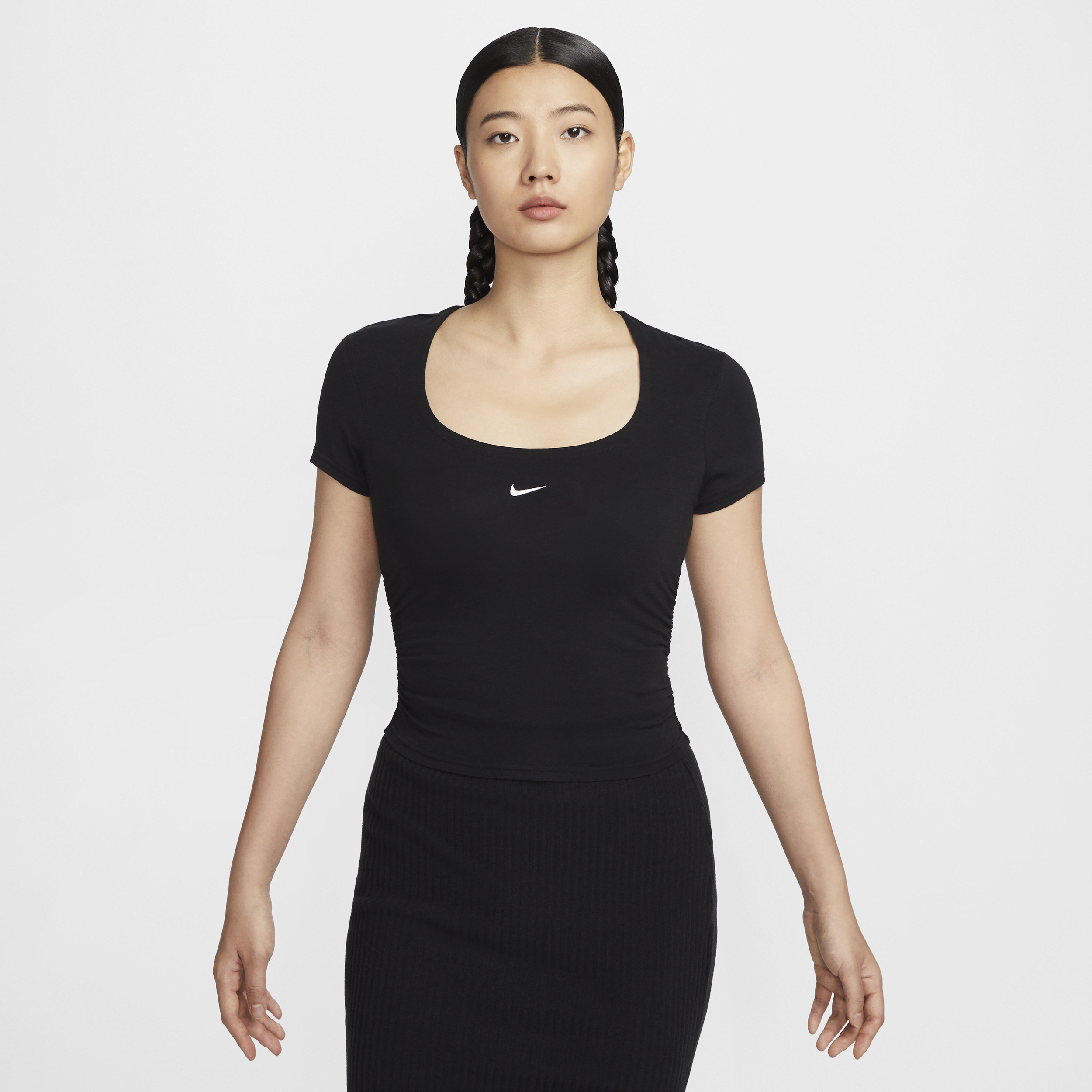 【ナイキ(NIKE)公式ストア】ナイキ スポーツウェア チル ニット ウィメンズ ショートスリーブ スクエアネック トップ FZ7991-010 ブラック 【ナイキ(NIKE)公式ストア】ナイキ スポーツウェア チル ニット ウィメンズ ショートスリーブ スクエアネック トップ FZ7991-010 ブラック