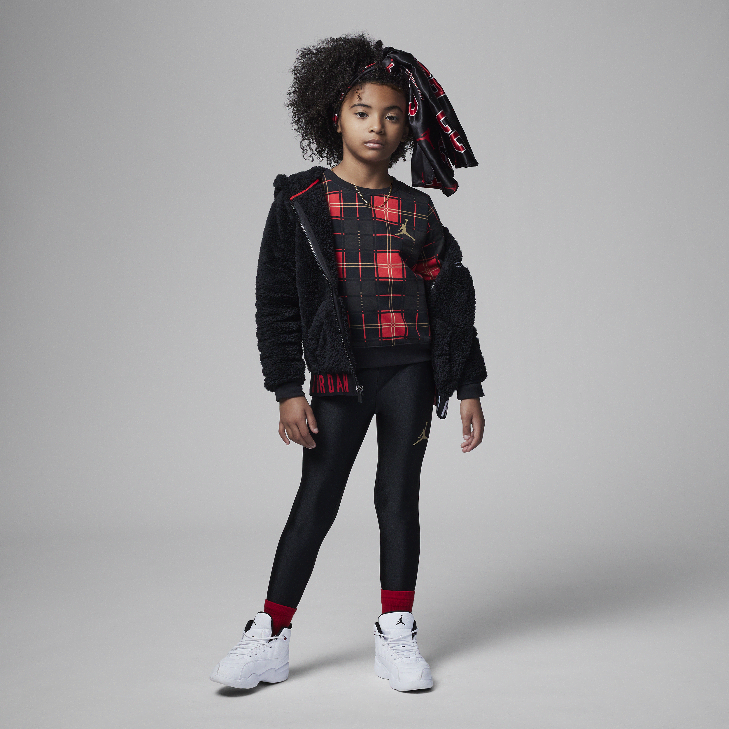 Jordan Flight Plaid Shine-leggingssæt til mindre børn - sort