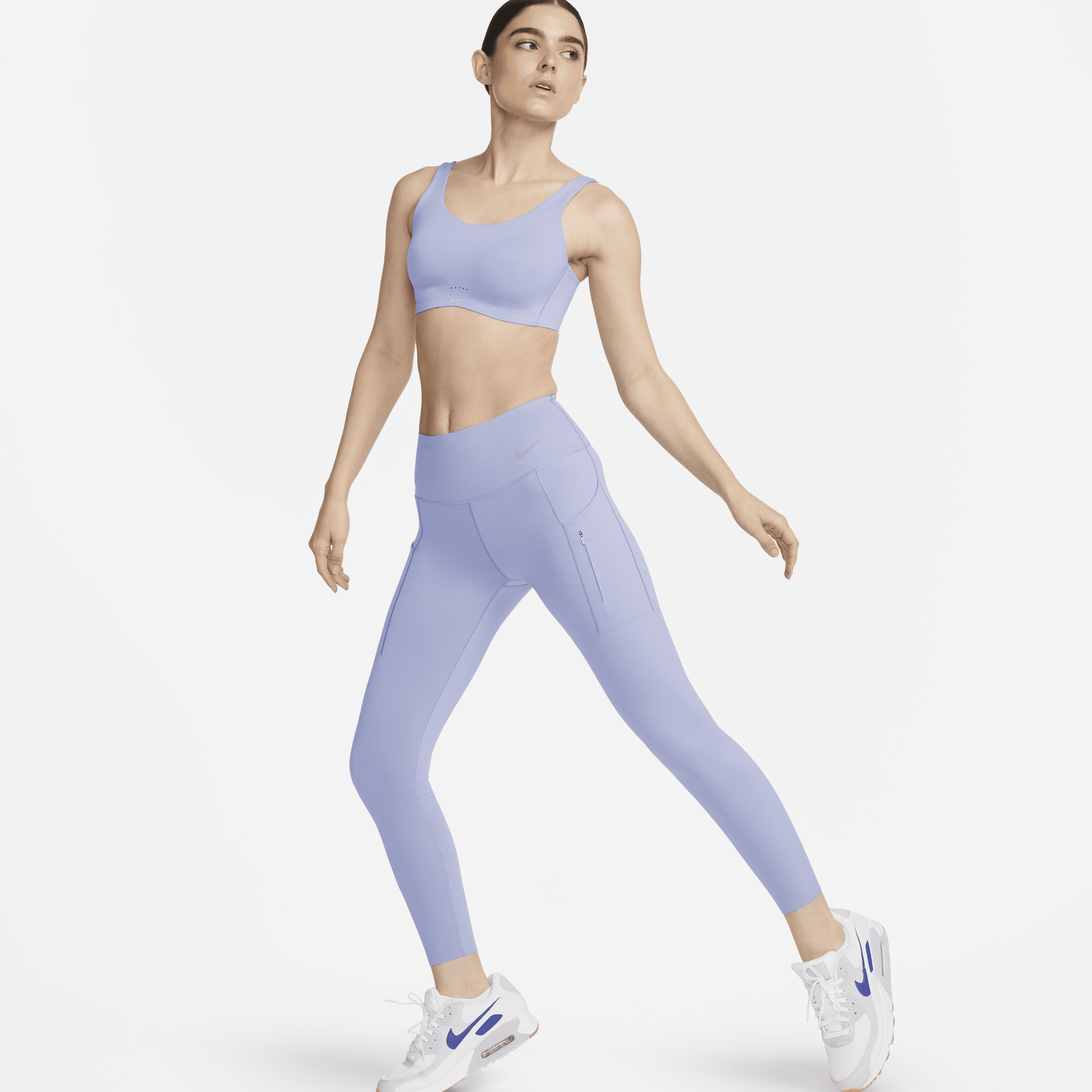 Leggings a 7/8 a vita media con tasche e sostegno elevato Nike Go – Donna - Viola