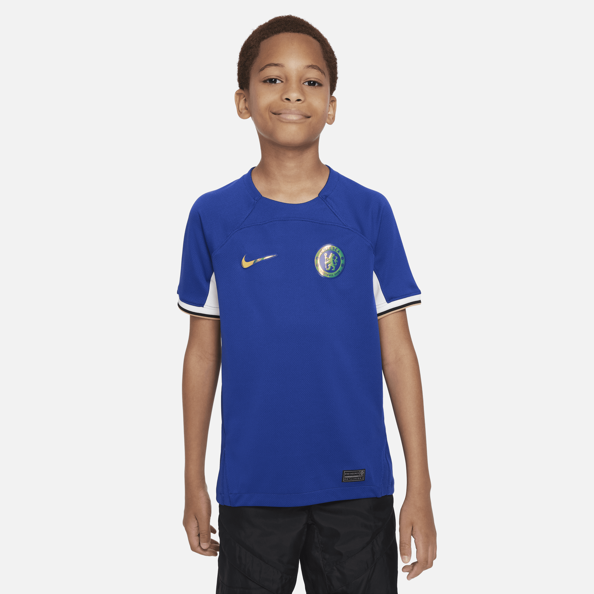 Chelsea FC 2023/24 Stadium Home Nike Dri-FIT-fodboldtrøje til større børn - blå