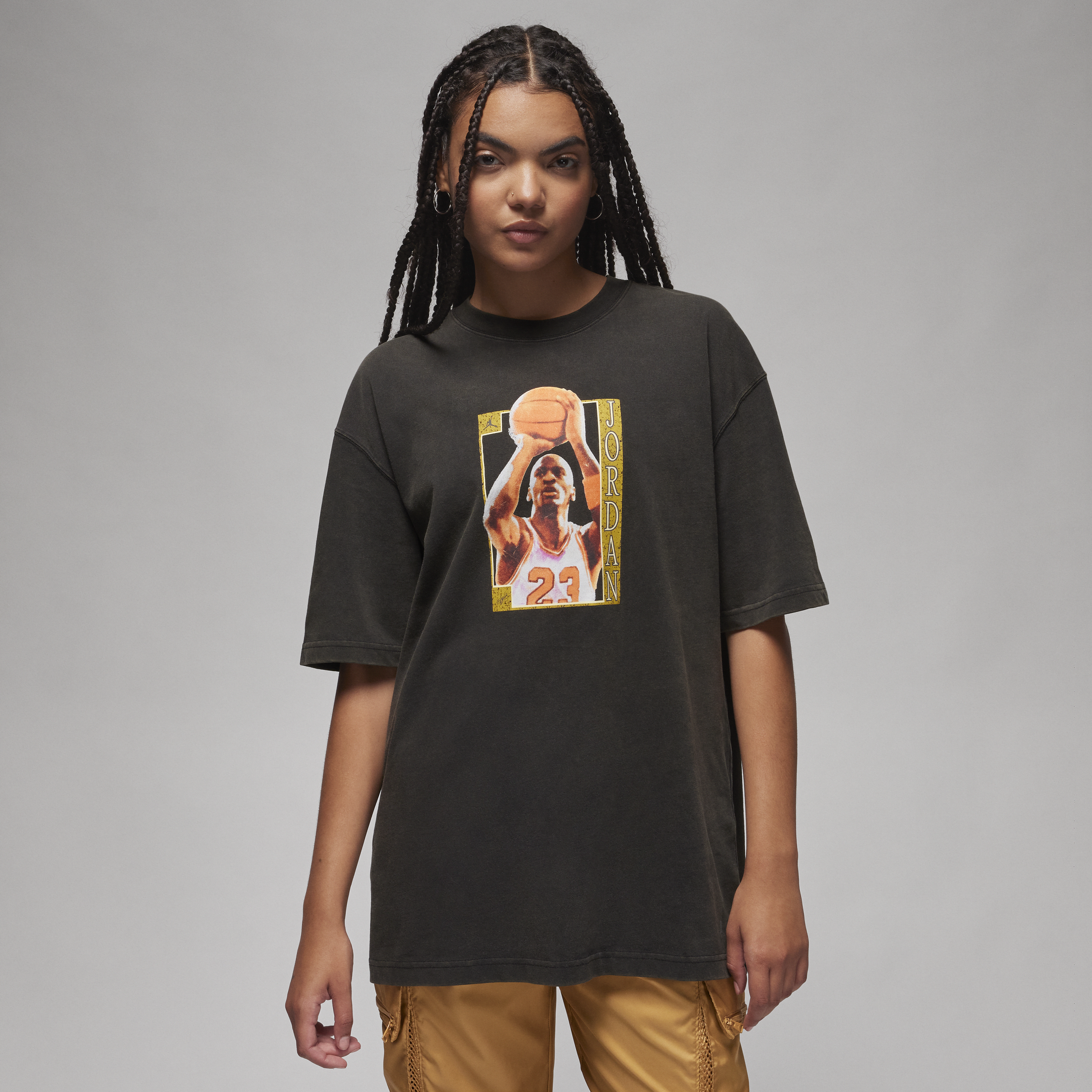 Nike Overdimensioneret Jordan-T-shirt med grafik til kvinder - sort