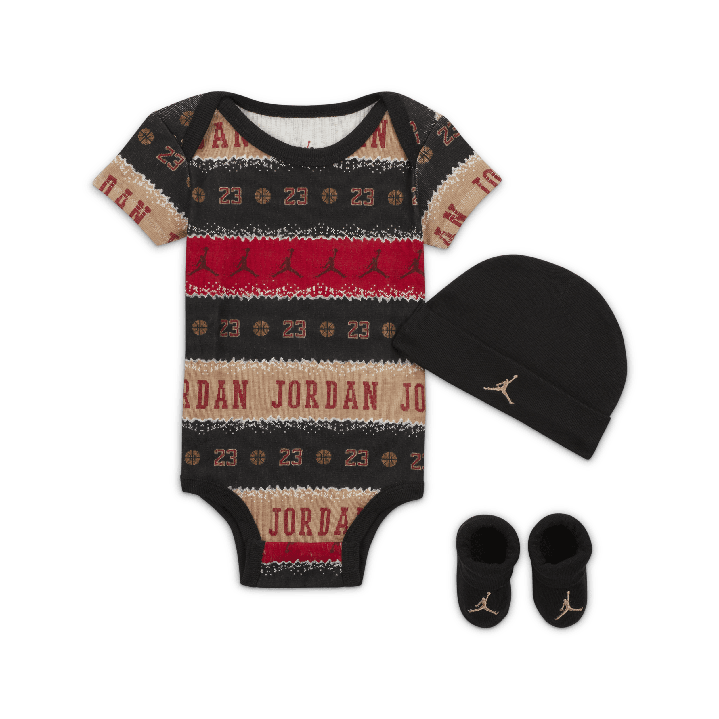 Nike Tredelt Jordan MJ Holiday-bodysuit-sæt i æske til babyer - rød