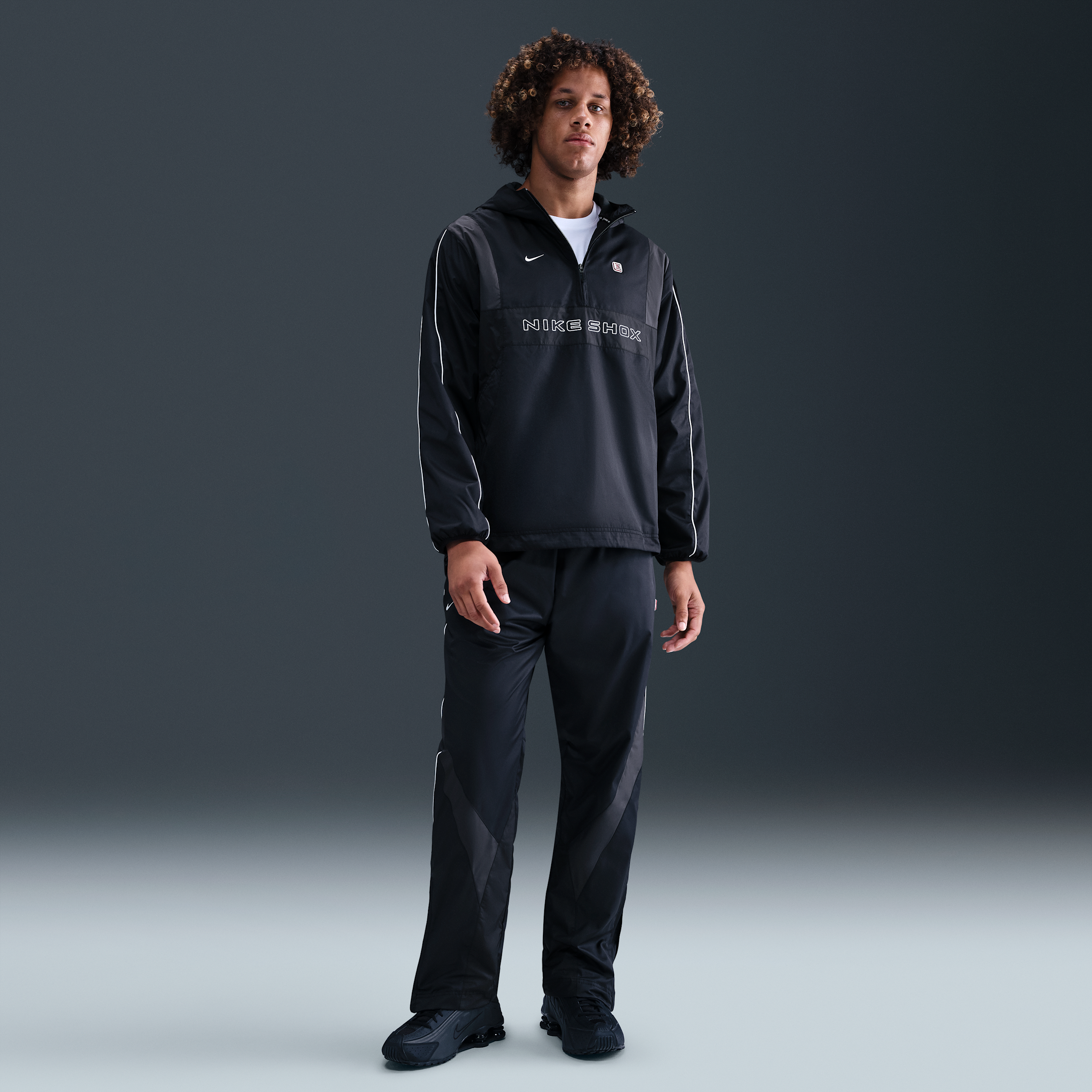 Nike Shox Men's Woven Half-Zip Jacket - Black | IH0652-010 | FOOTY.COM
