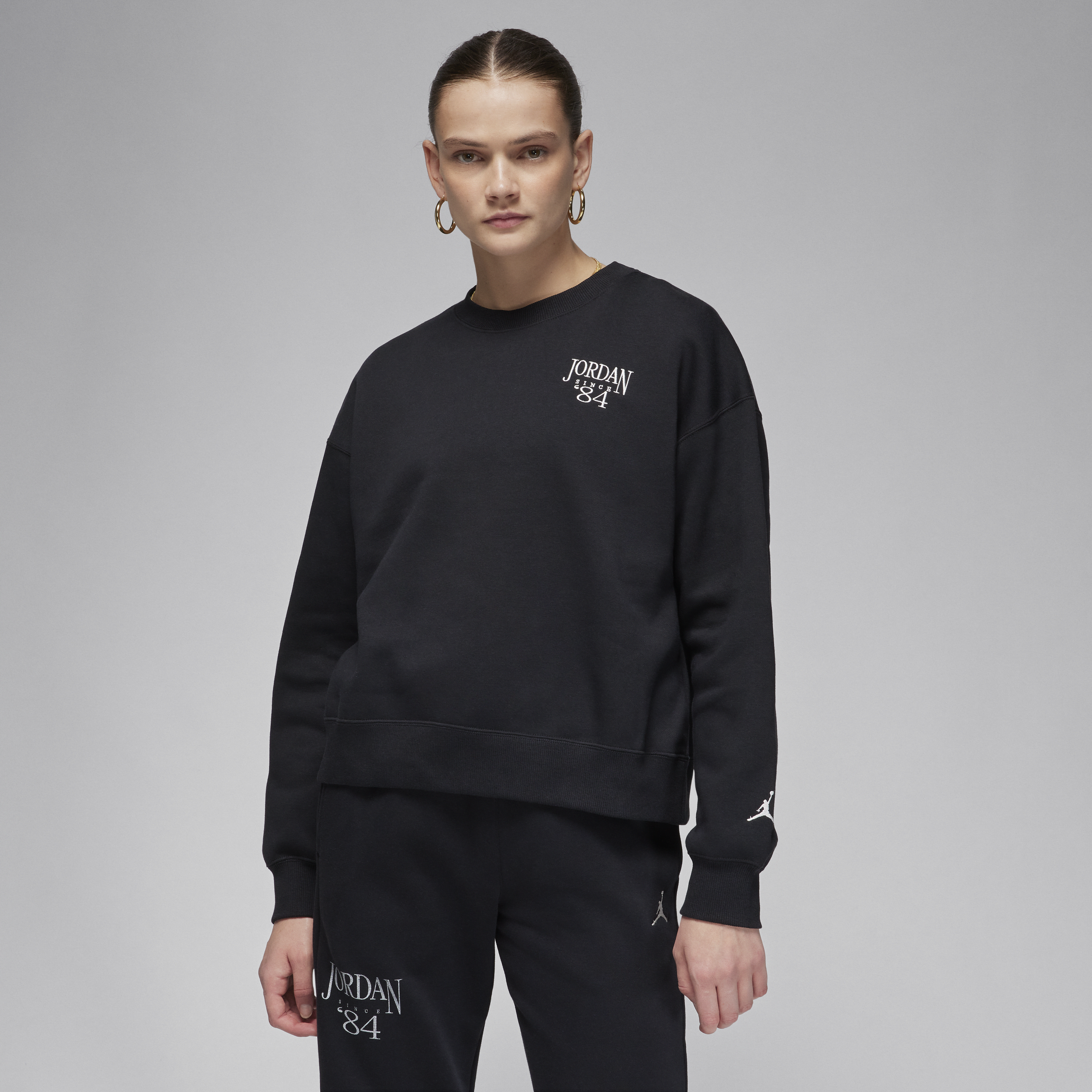 Jordan Brooklyn Fleece sweatshirt met ronde hals voor dames - Zwart