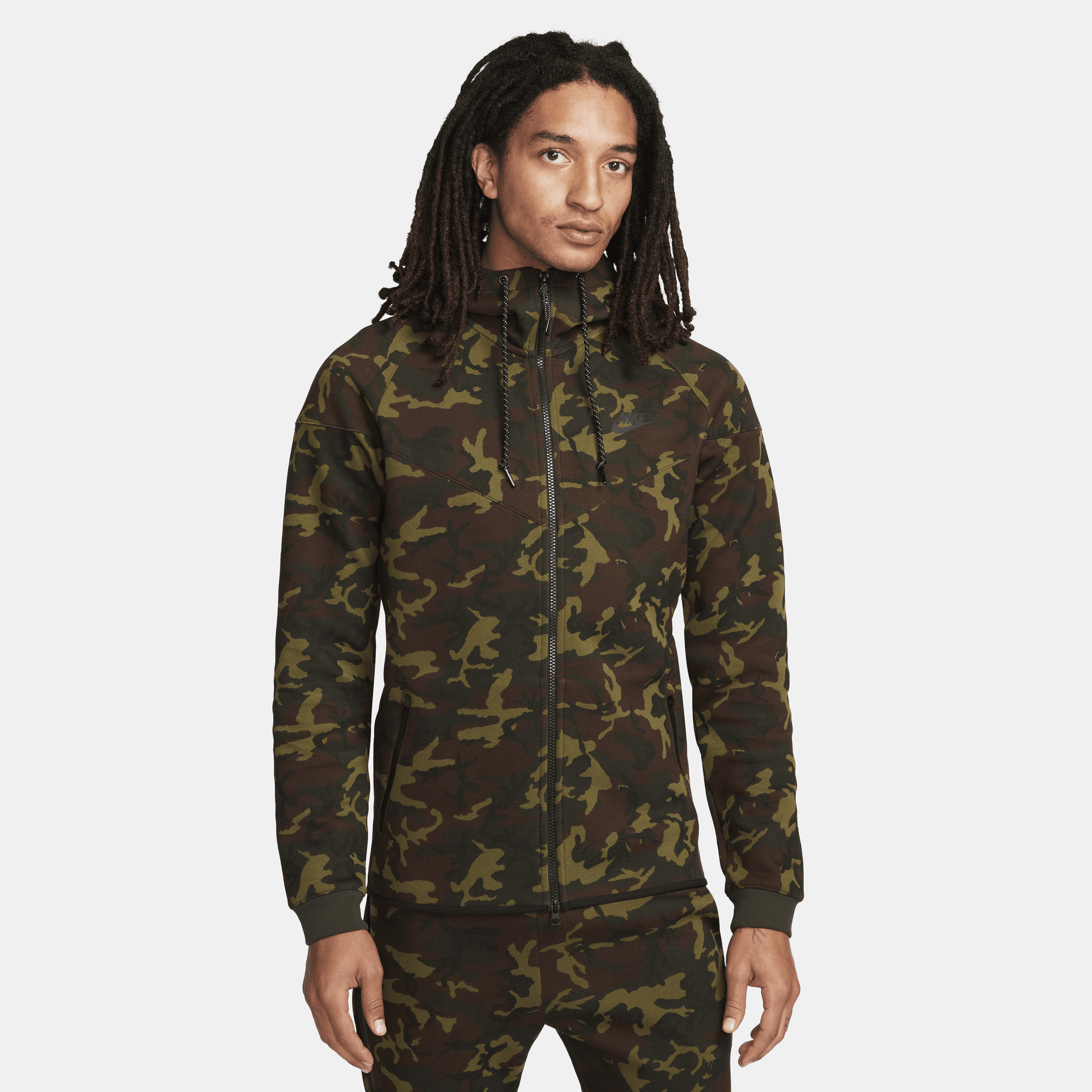 Nike Sportswear Tech Fleece Windrunner-camojakke med fuld lynlås til mænd - grøn
