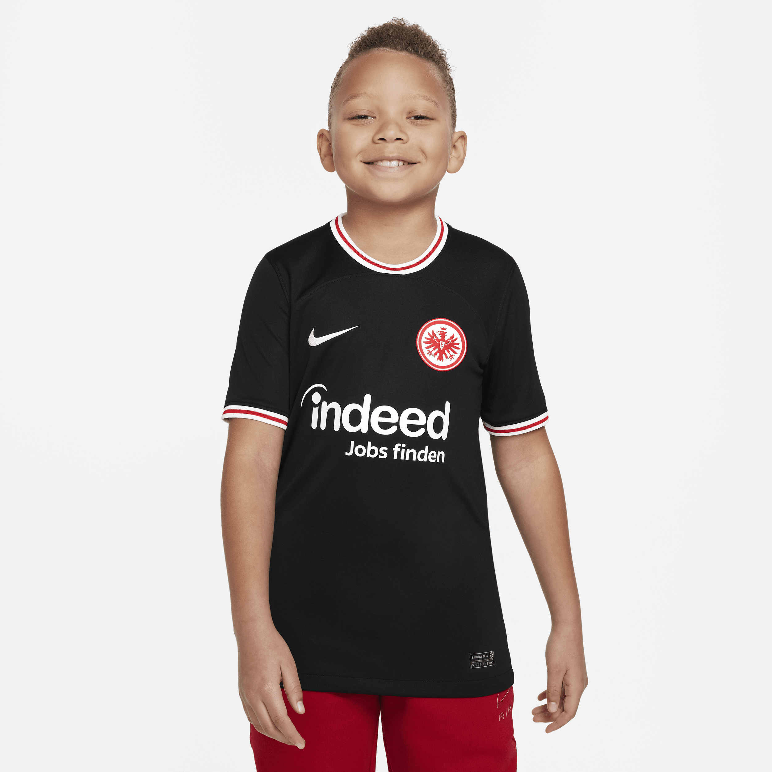 Eintracht Frankfurt 2023/24 Stadium Away Nike Dri-FIT-fodboldspillertrøje til større børn - sort