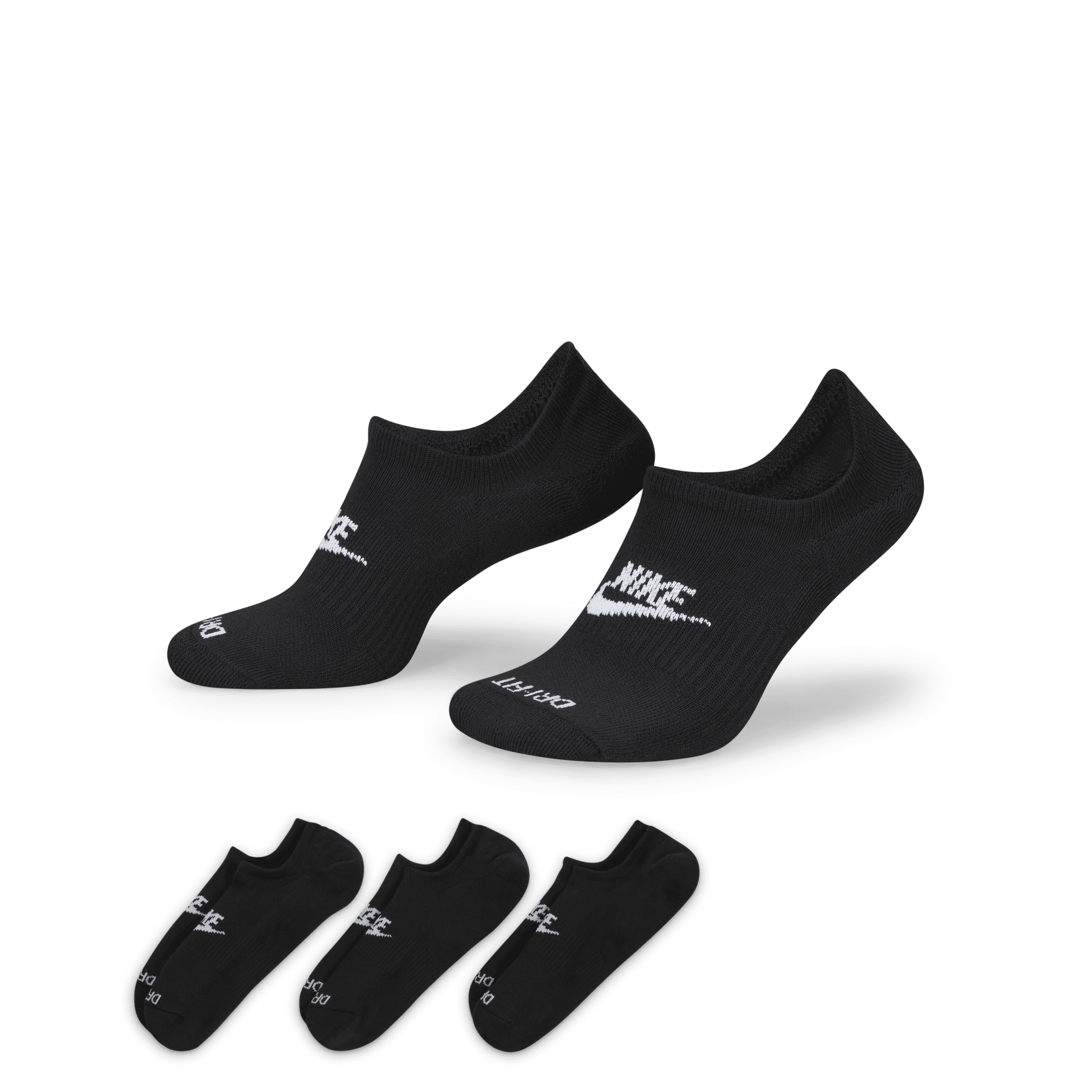 Everyday Plus Cushioned Nike Footie Calcetines - Negro