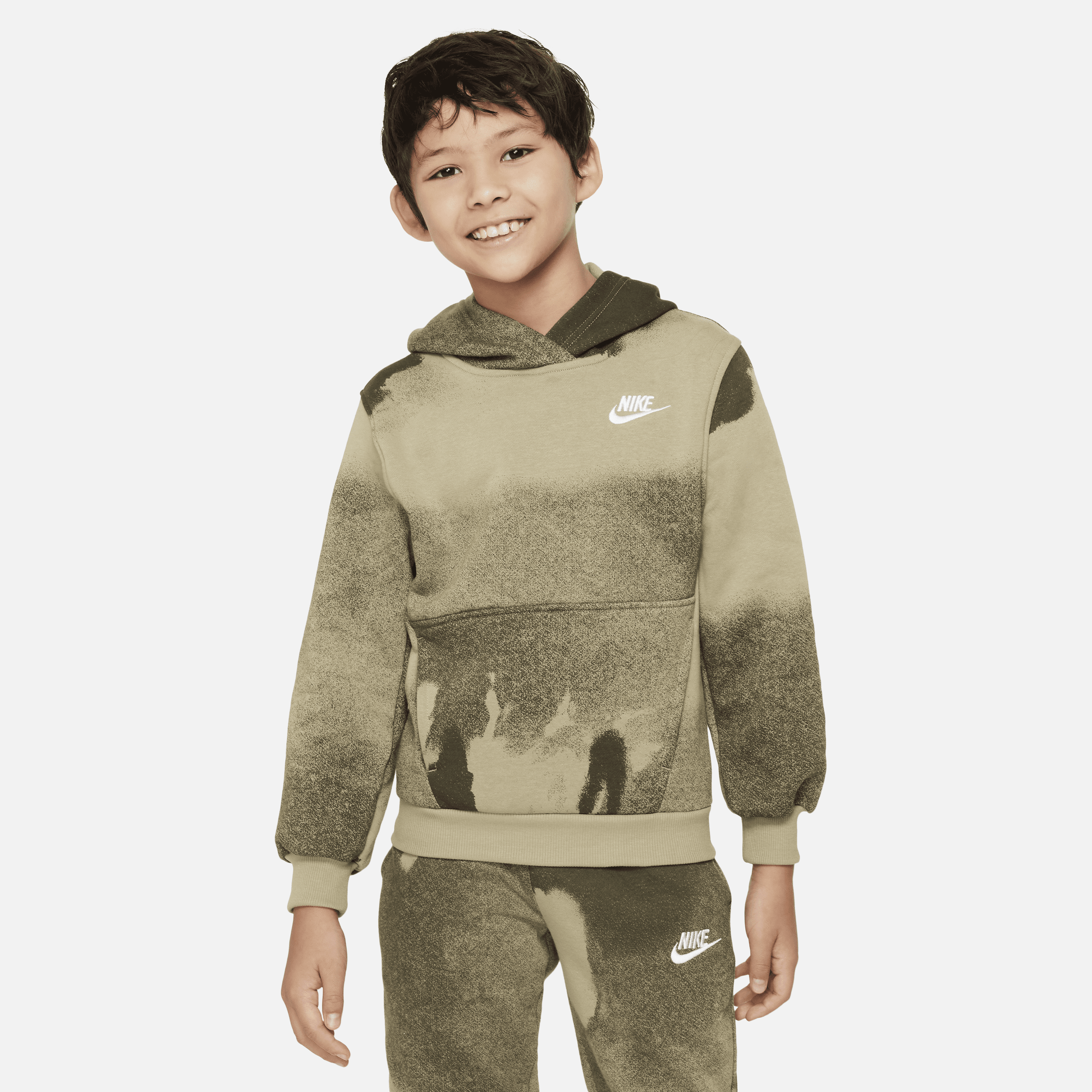 Nike Sportswear Club Fleece-pullover-hættetrøje til større børn - grøn