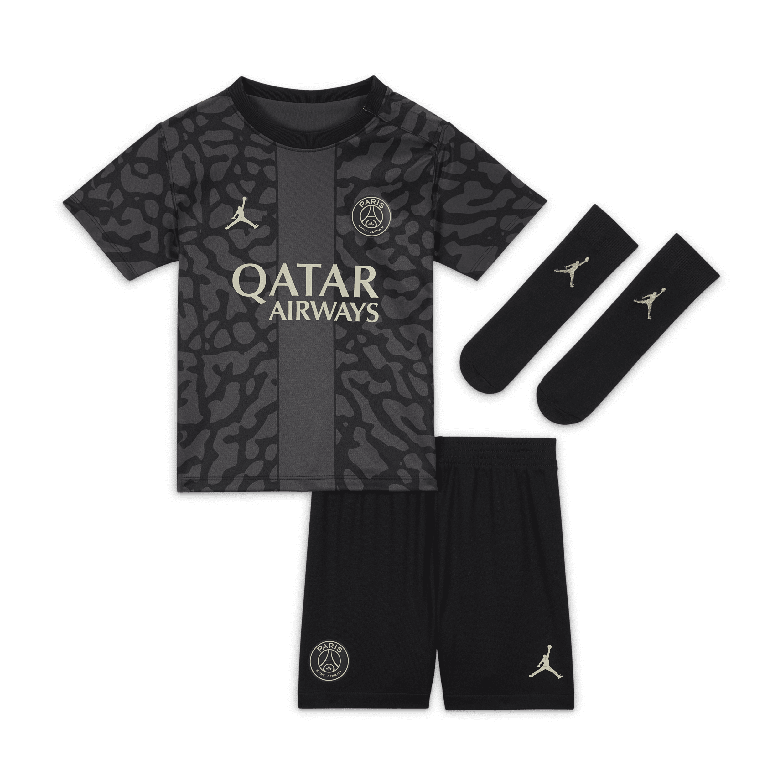 Paris Saint-Germain 2023/24 Derde Nike driedelig voetbaltenue voor baby's/peuters - Grijs