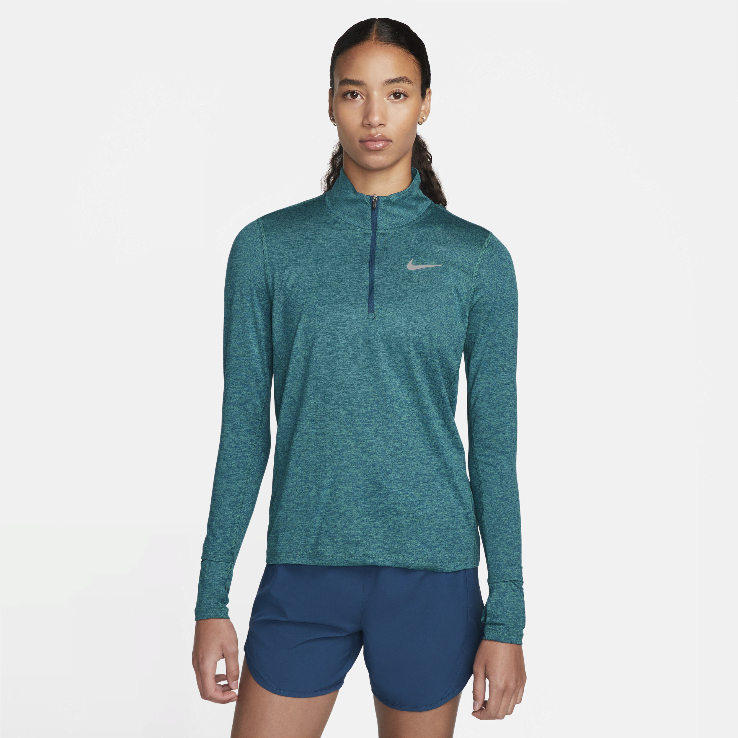 Nike-løbeoverdel med 1/2 lynlås til kvinder - blå