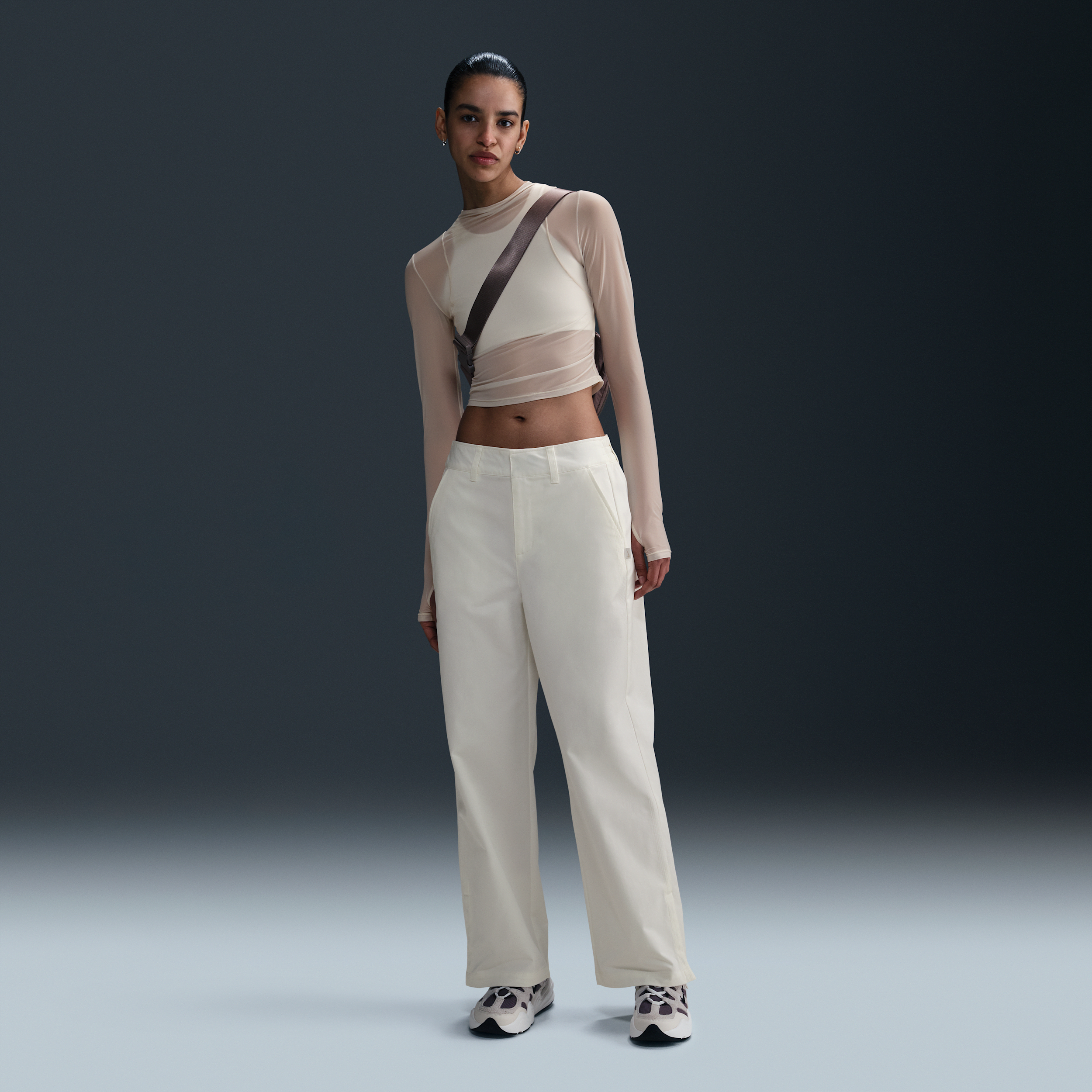 Nike Collection Pantalón de sarga de talle medio - Mujer - Blanco