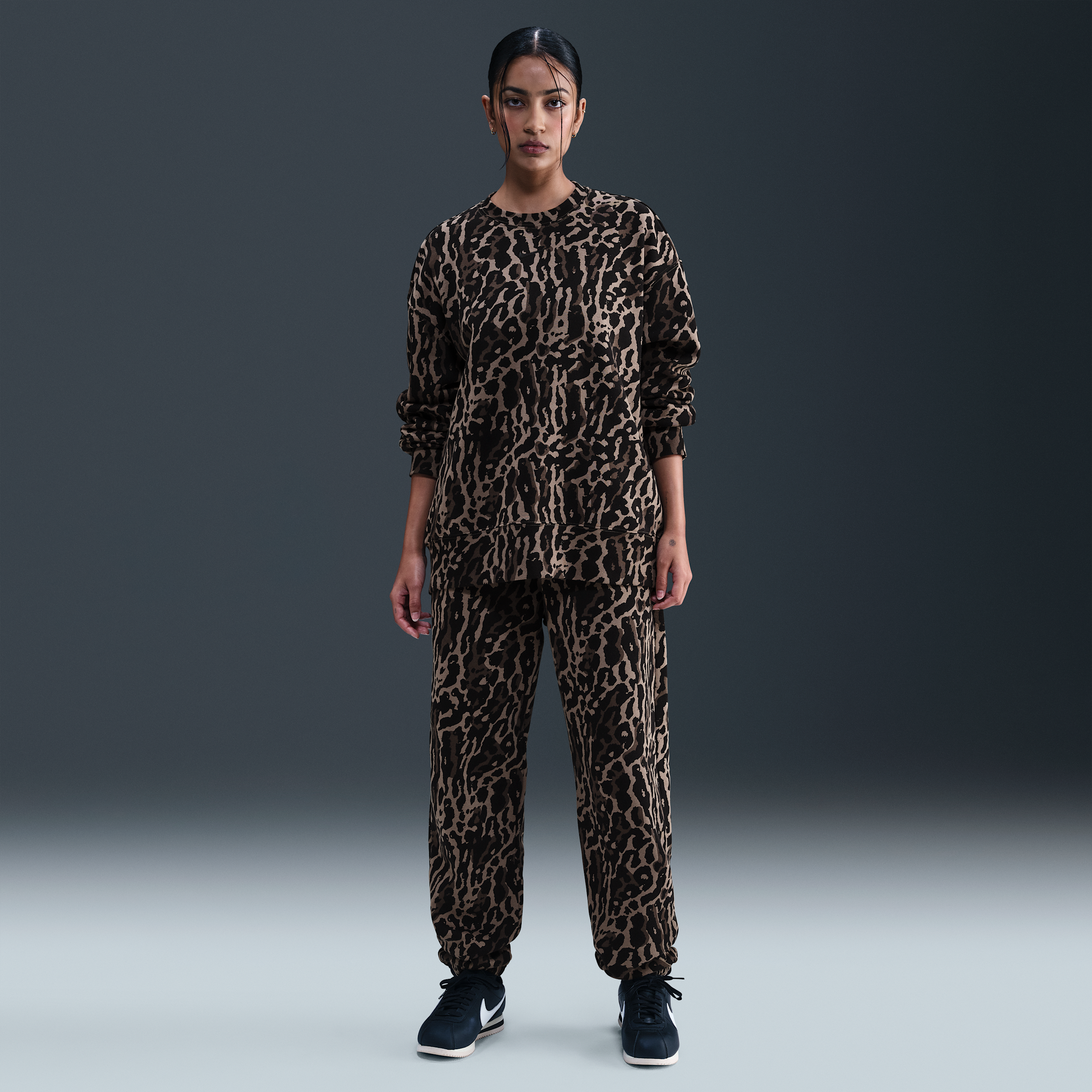 Nike Phoenix Fleece Pantalón de chándal oversize estampados de talle alto - Mujer - Negro