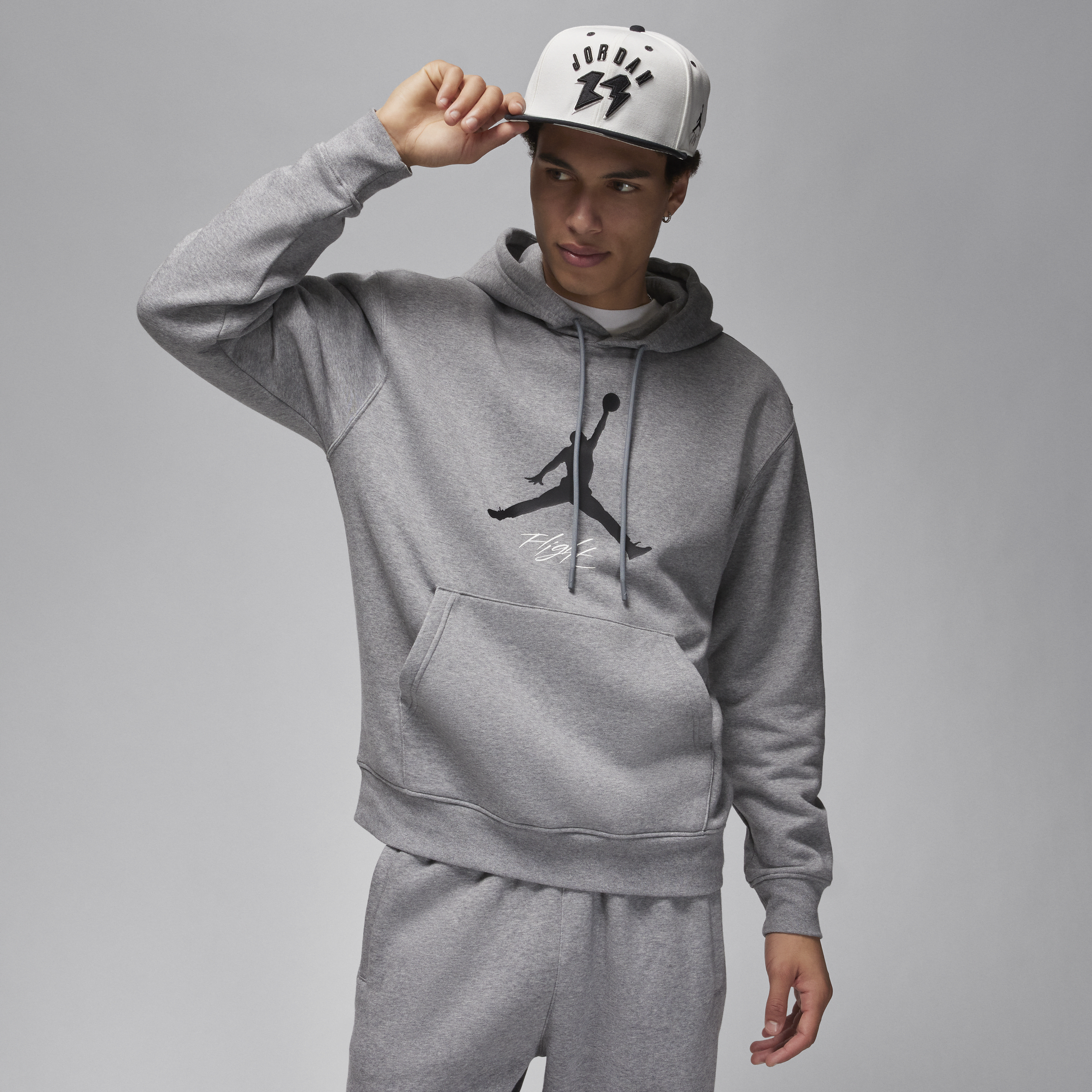Nike Felpa in fleece con cappuccio Jordan Essentials – Uomo - Grigio