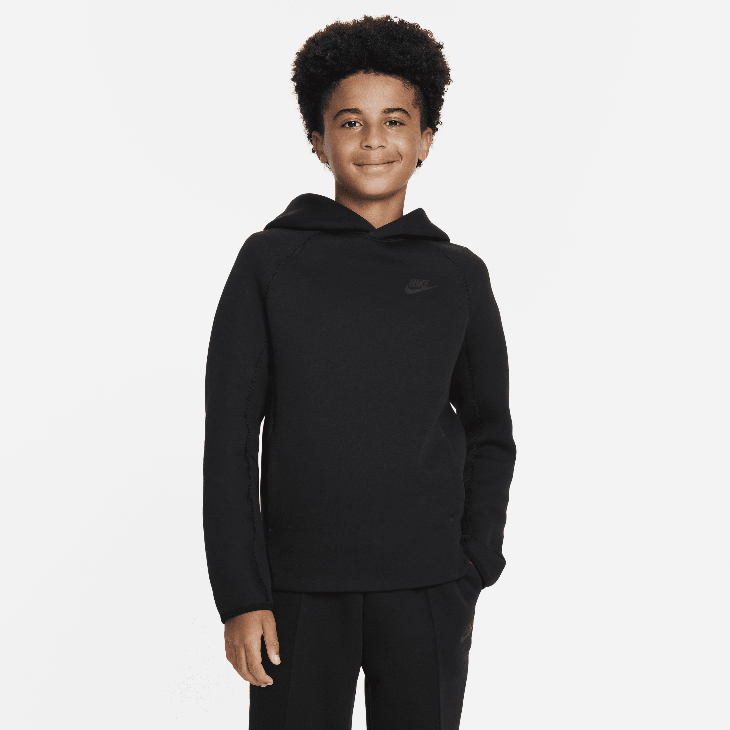 Felpa pullover con cappuccio Nike Sportswear Tech Fleece – Ragazzo - Nero