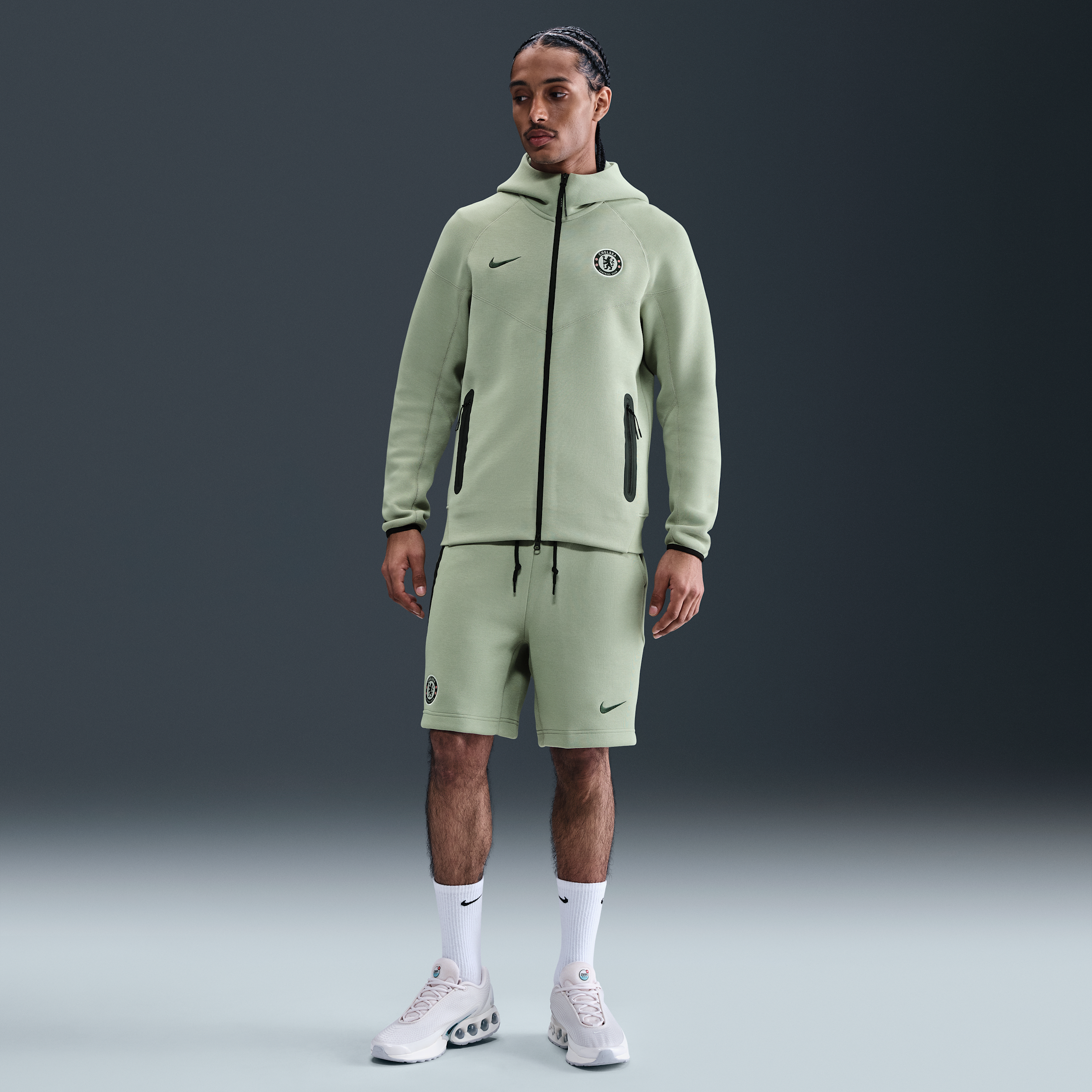 【central cee 着用】Nike Chelsea FC テックフリース チェルシー ナイキ テックフリースパーカー- ブルー