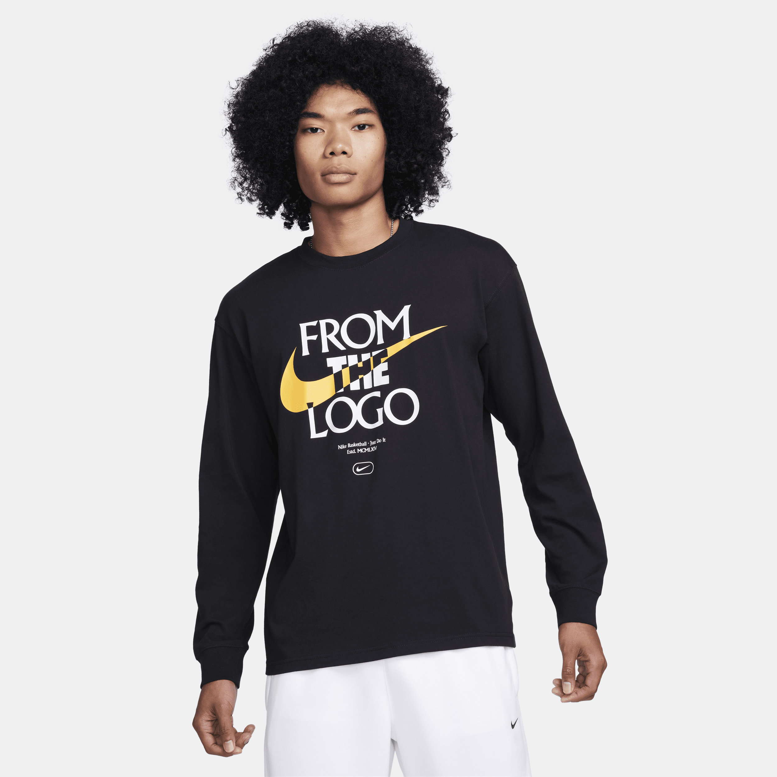 Langærmet Nike Max90-basketball-T-shirt til mænd - sort