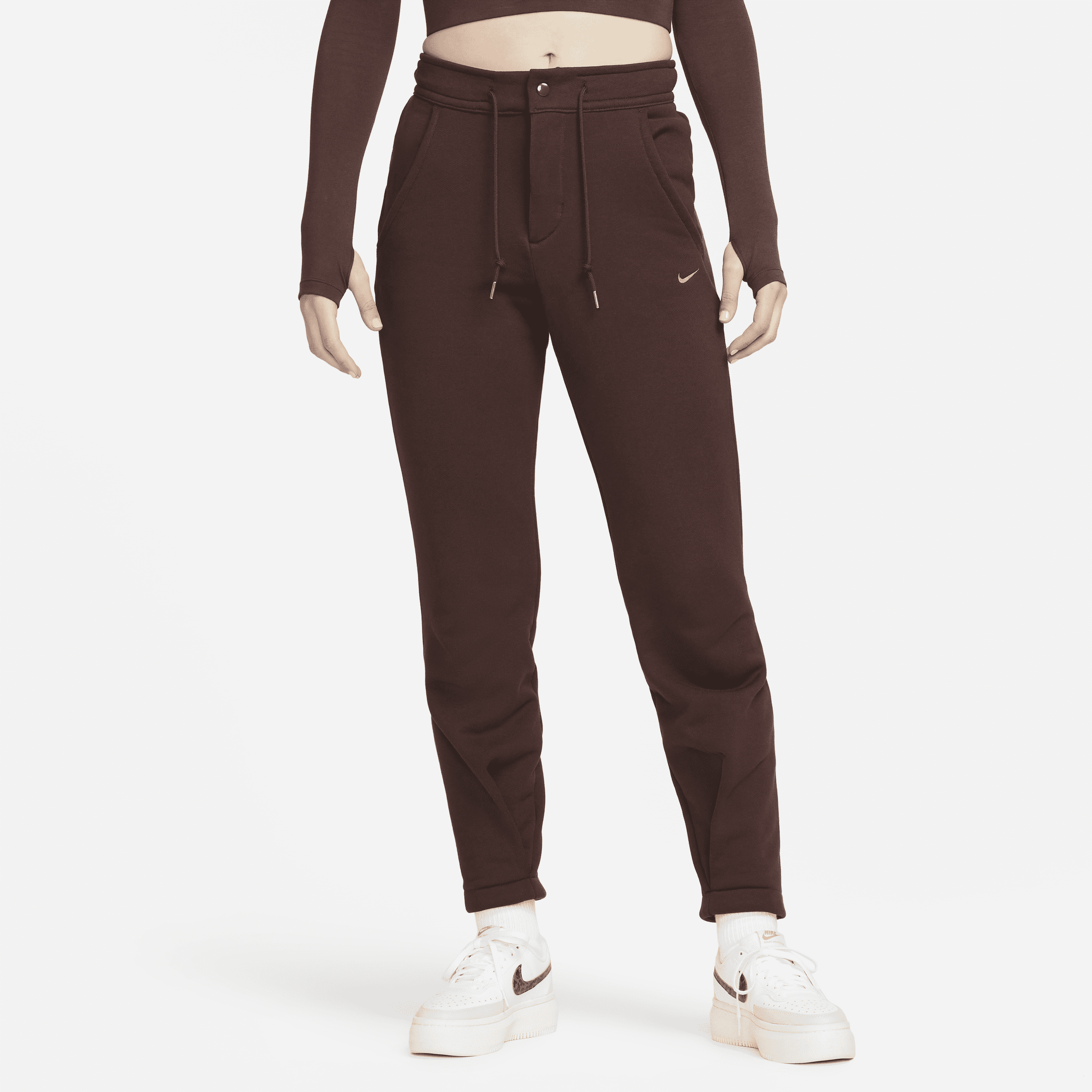 Nike Sportswear Modern Fleece-bukser i french terry med høj talje til kvinder - brun