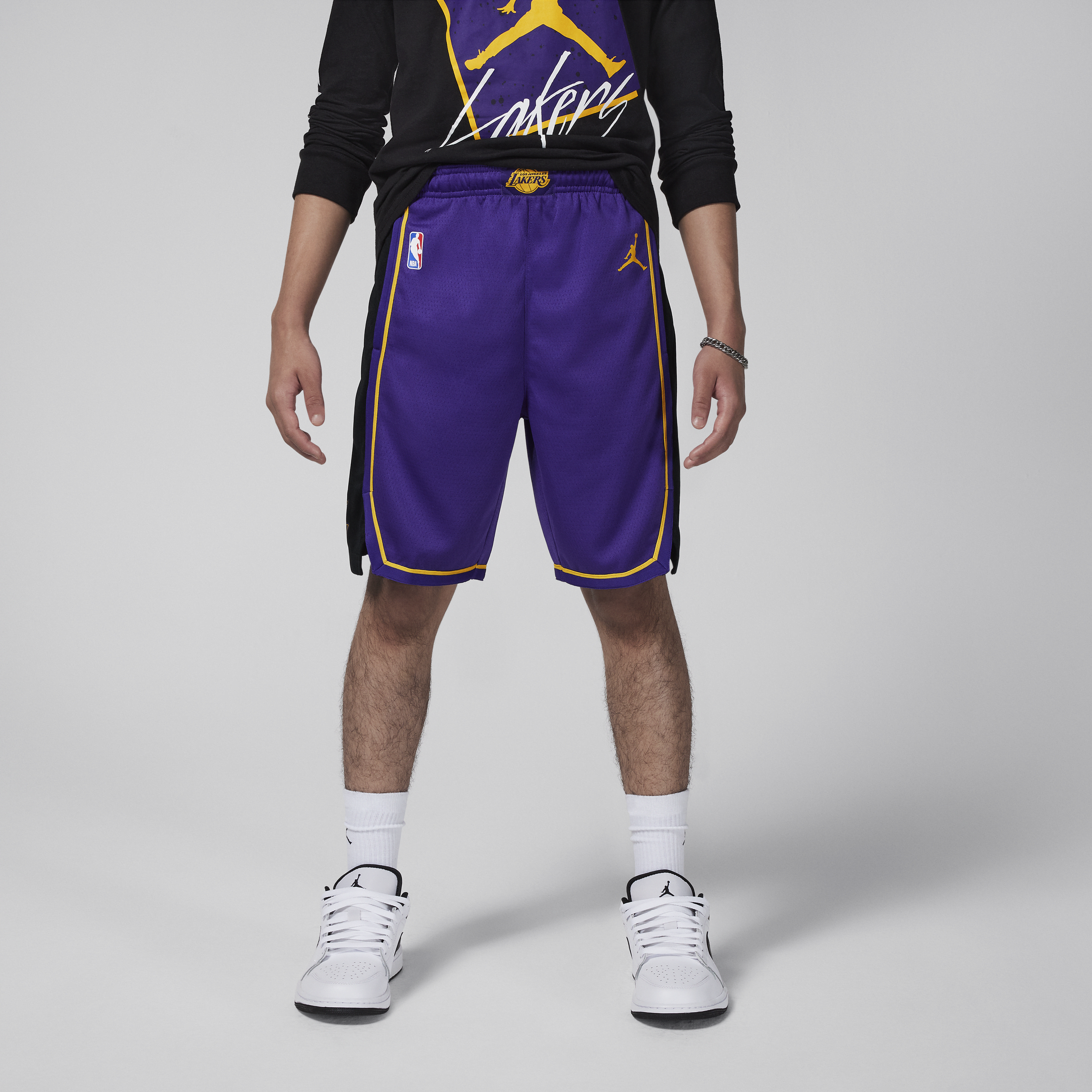 Nike Los Angeles Lakers Statement Edition Swingman Jordan NBA-basketbalshorts voor kids - Paars