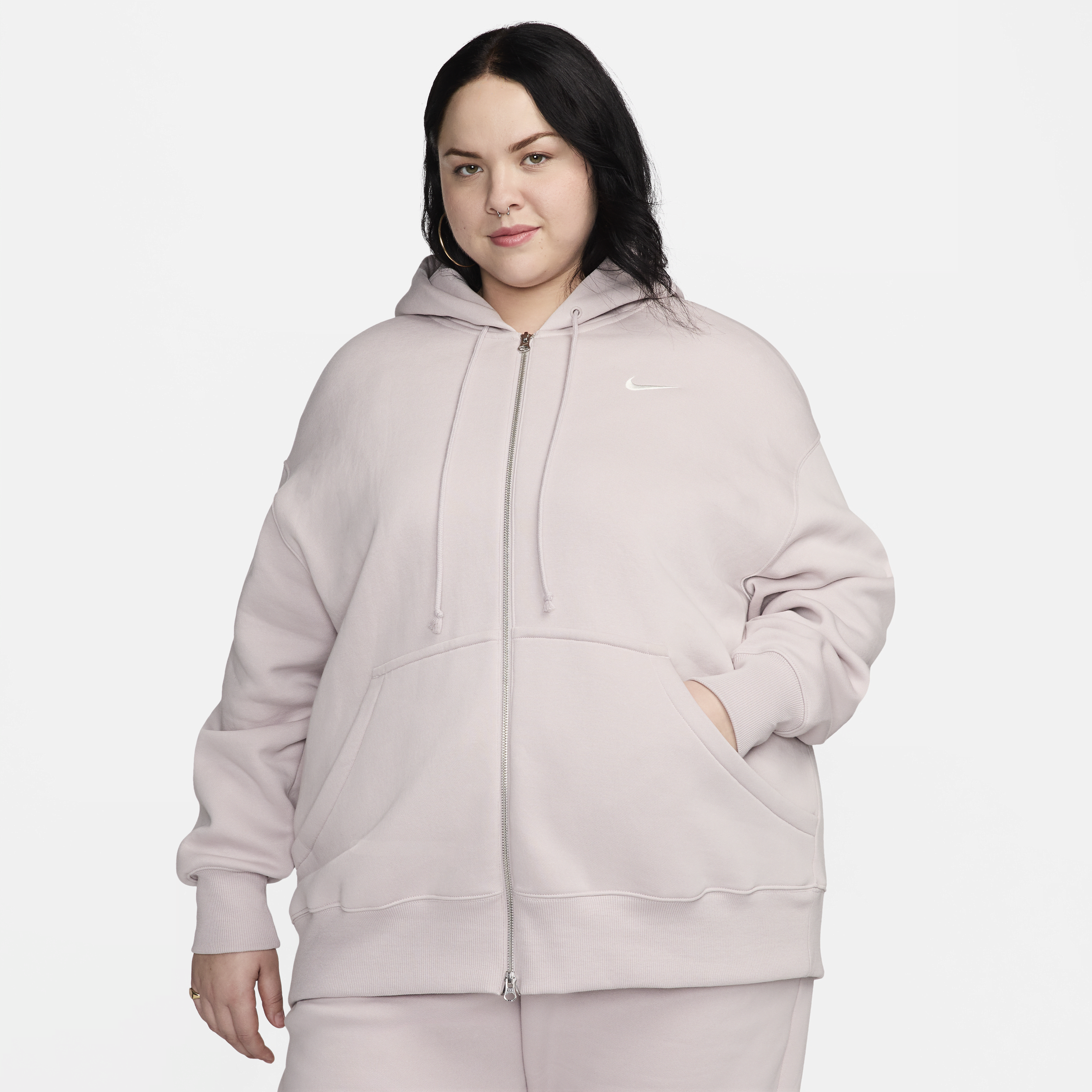 Nike Sportswear Phoenix Fleece Sudadera con capucha, cremallera completa y ajuste oversize - Mujer - Morado