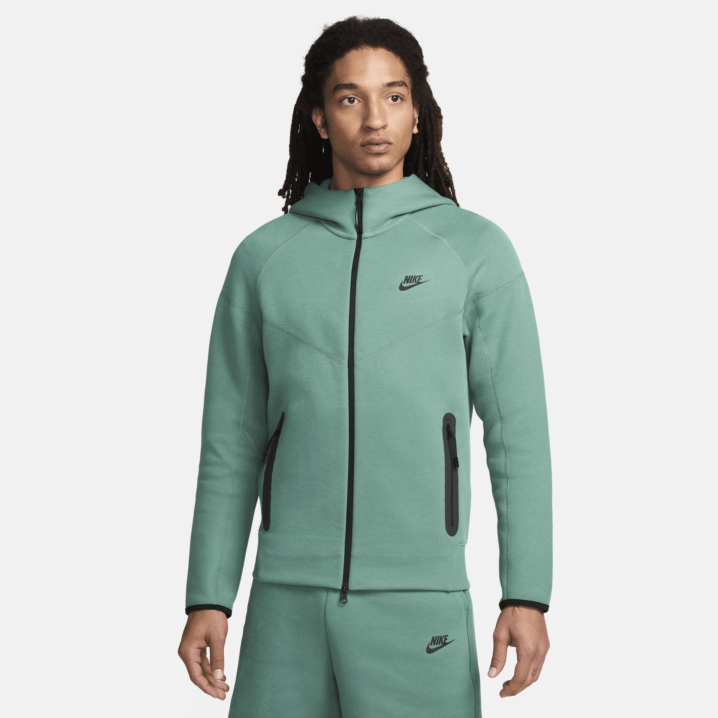Nike Sportswear Tech Fleece Windrunner-hættetrøje med lynlås til mænd - grøn